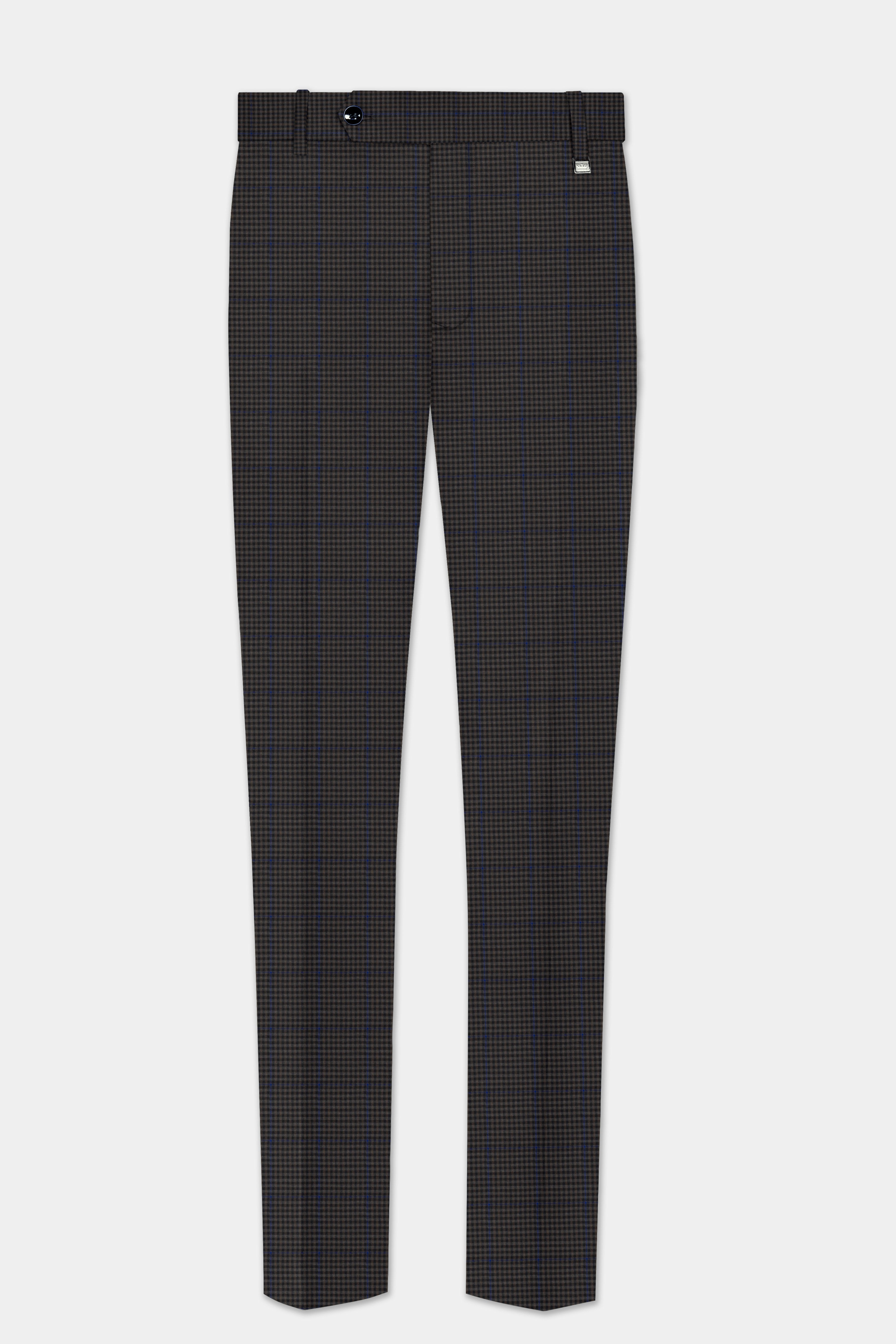 Allegro-Piano Brown Gingham Plaid Cotton Stretchable Waistband Pant