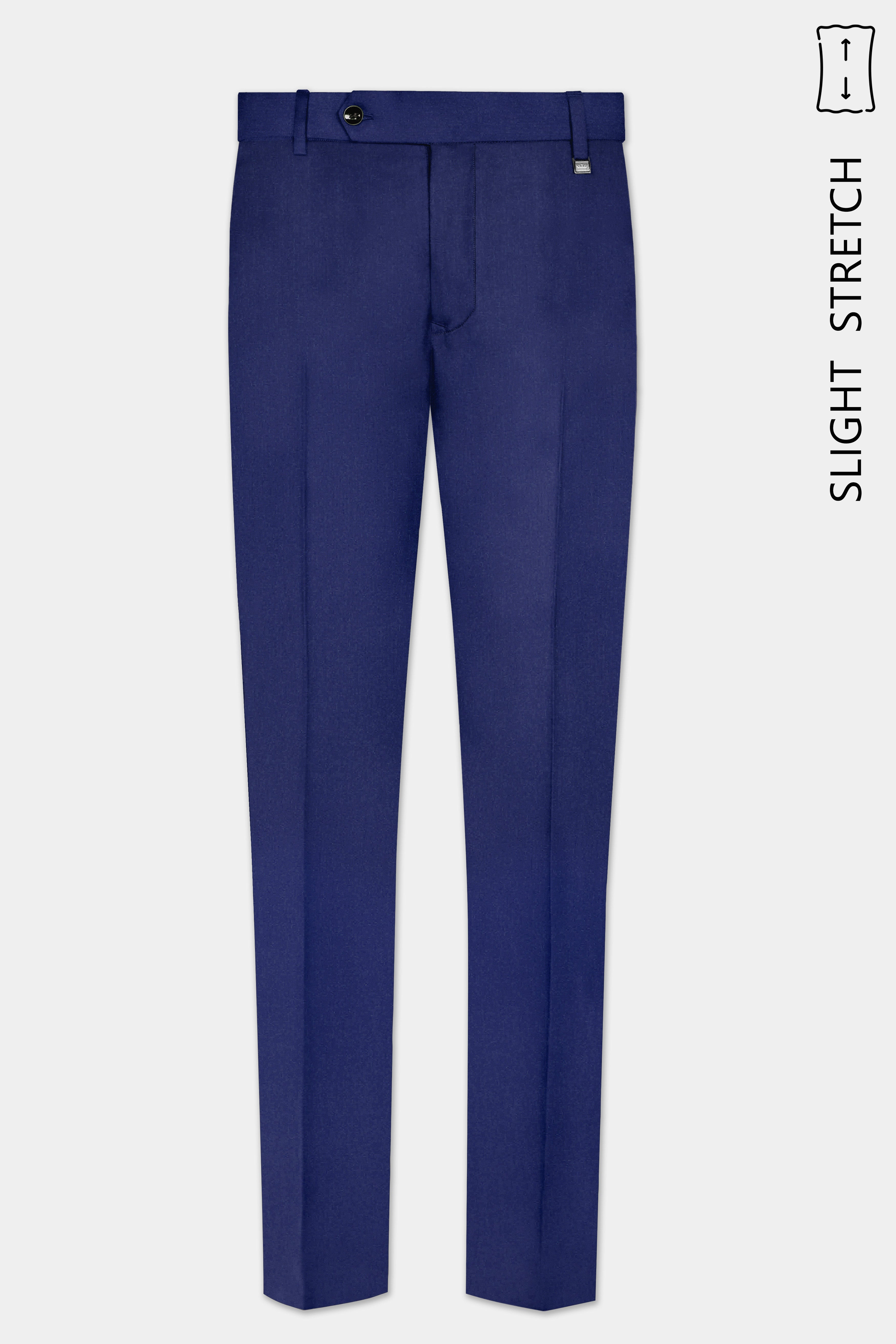 Celestia-Blue Solid Premium Wool Blend Pant For Men.