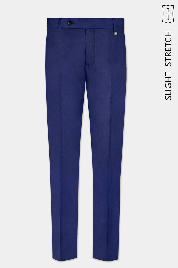 Celestia-Blue Solid Wool Rich Slight Stretch Waistband Pant