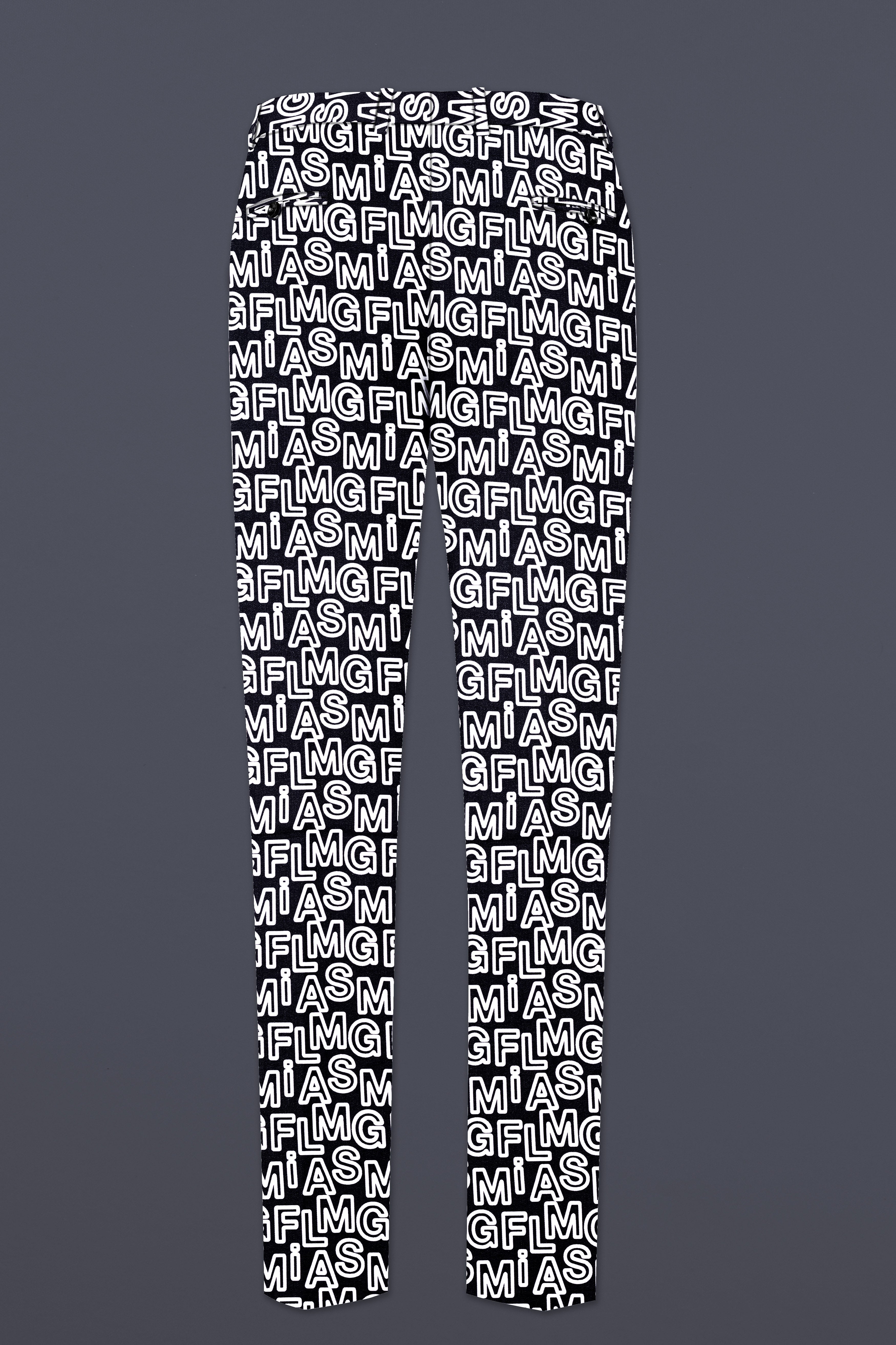 Jaguar Black And Bright White Alphabets Printed Premium Cotton Stretchable Waistband Pant