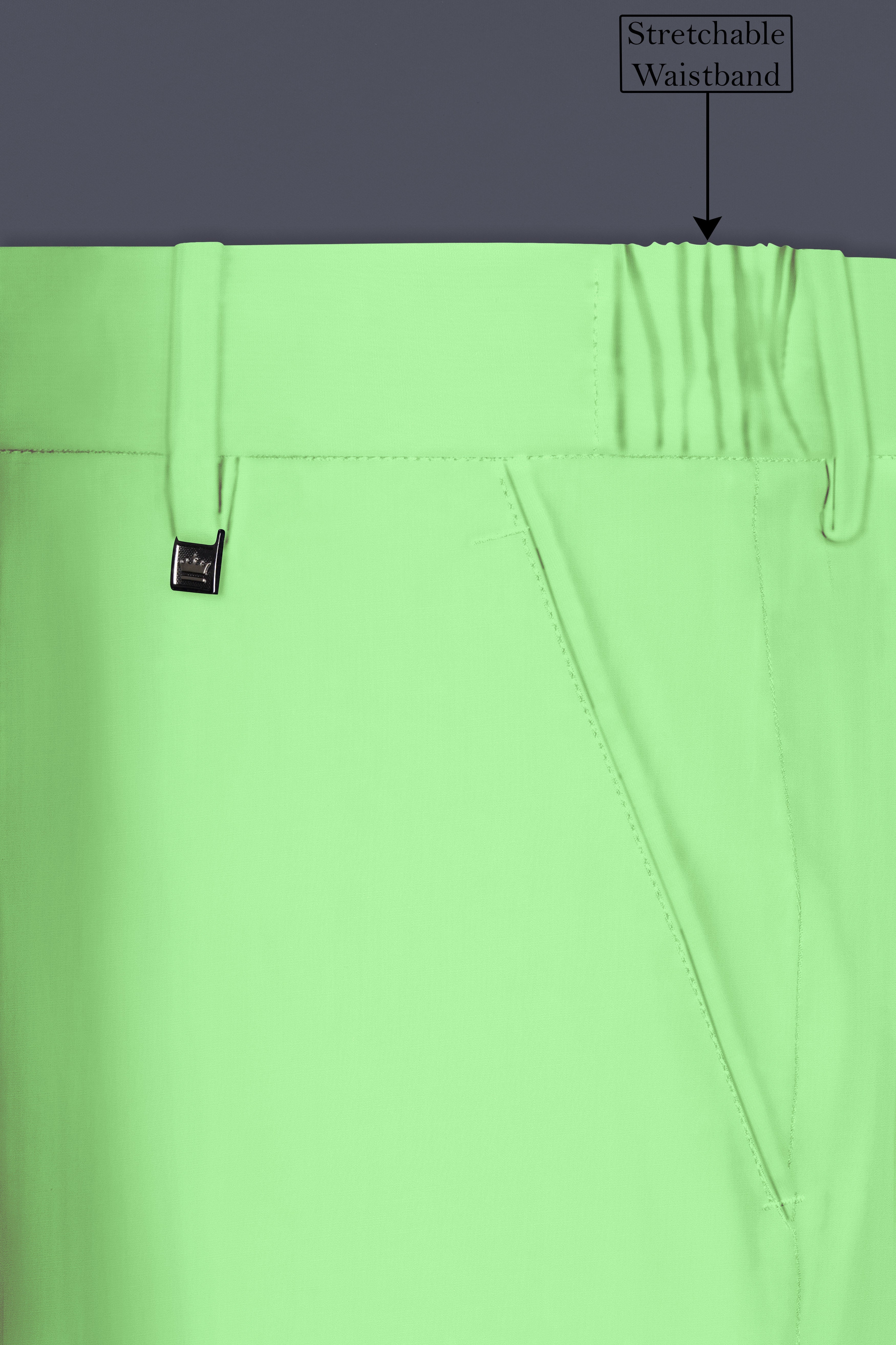 Emerald-Mint Green Solid Wool Rich Stretchable Waistband Pant