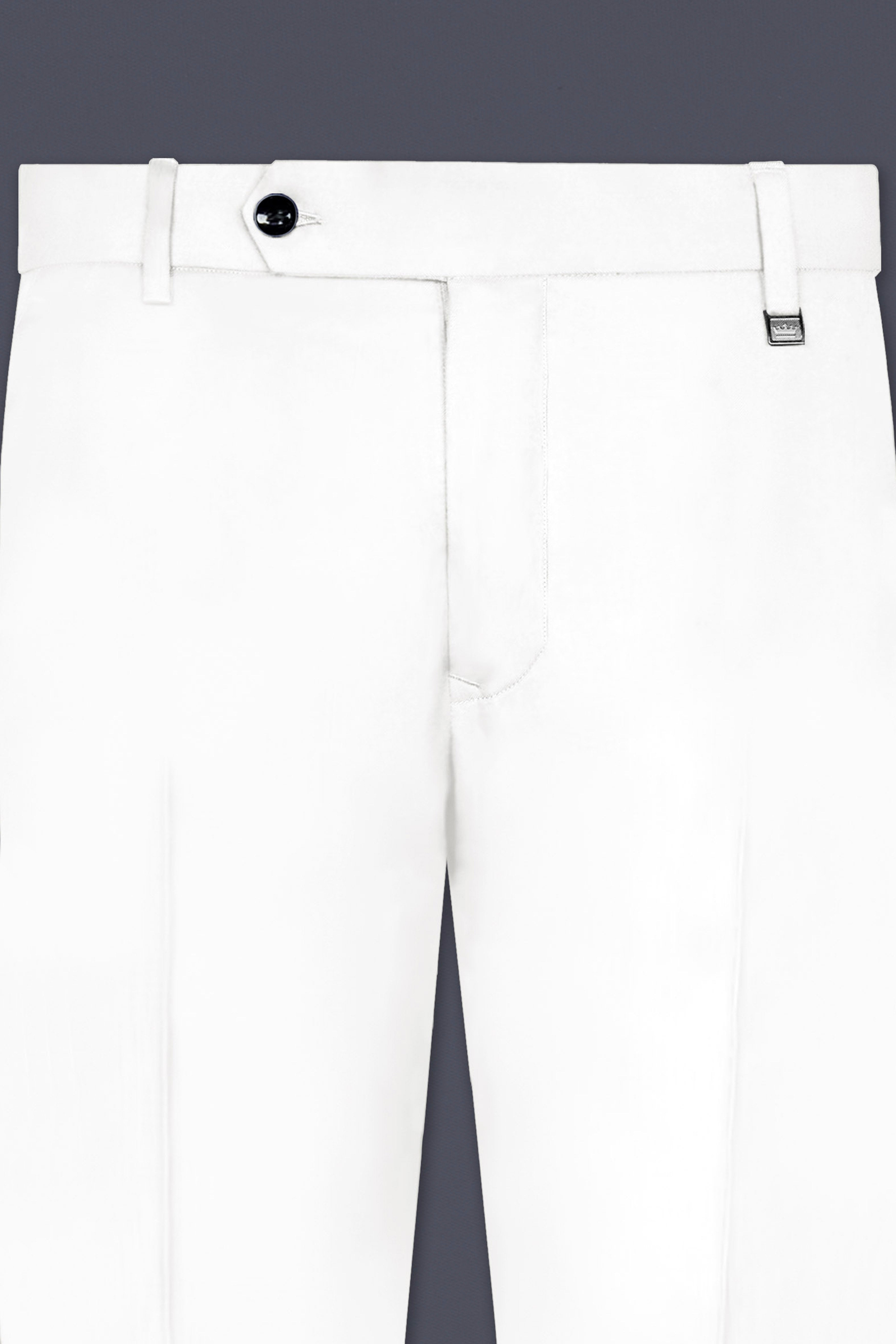 Off White Solid Wool Rich Stretchable Waistband Pant