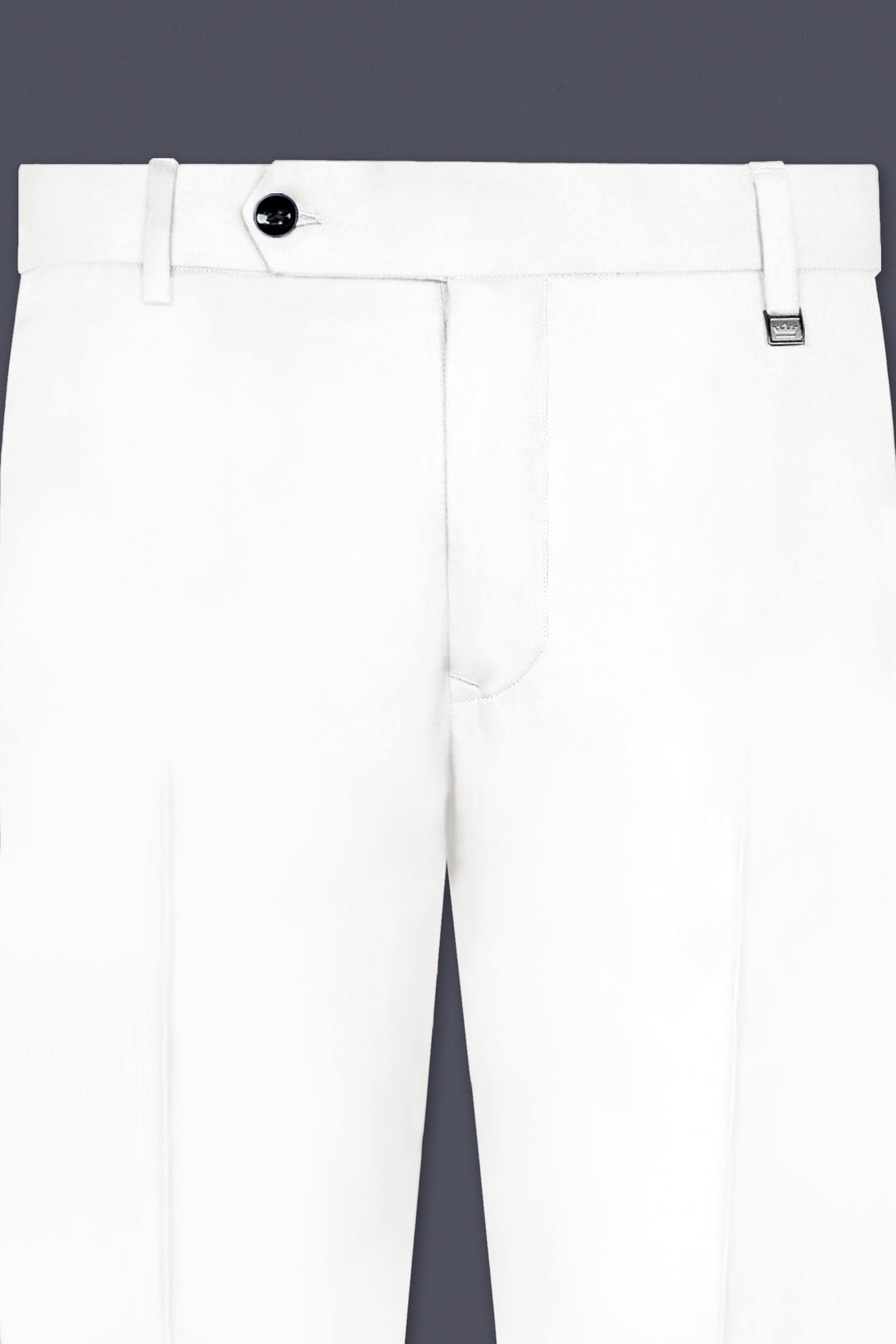 Off White Solid Premium Wool Blend Pant For Men.