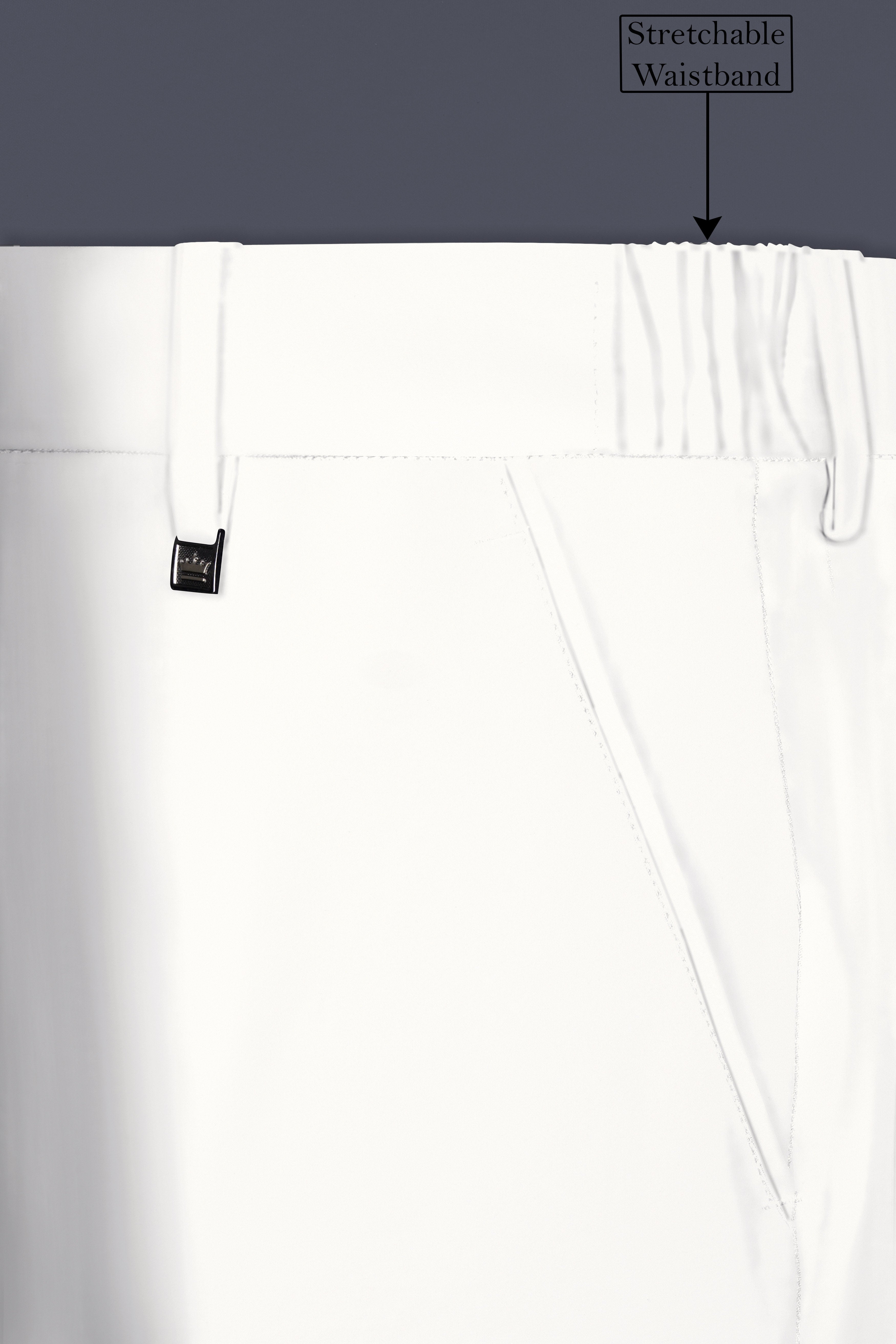 Off White Solid Wool Rich Stretchable Waistband Pant