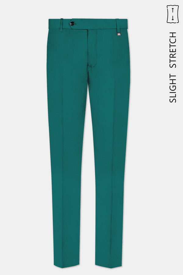 Verdant Classic-Surfie Green Solid Wool Rich Slight Stretch Waistband Pant