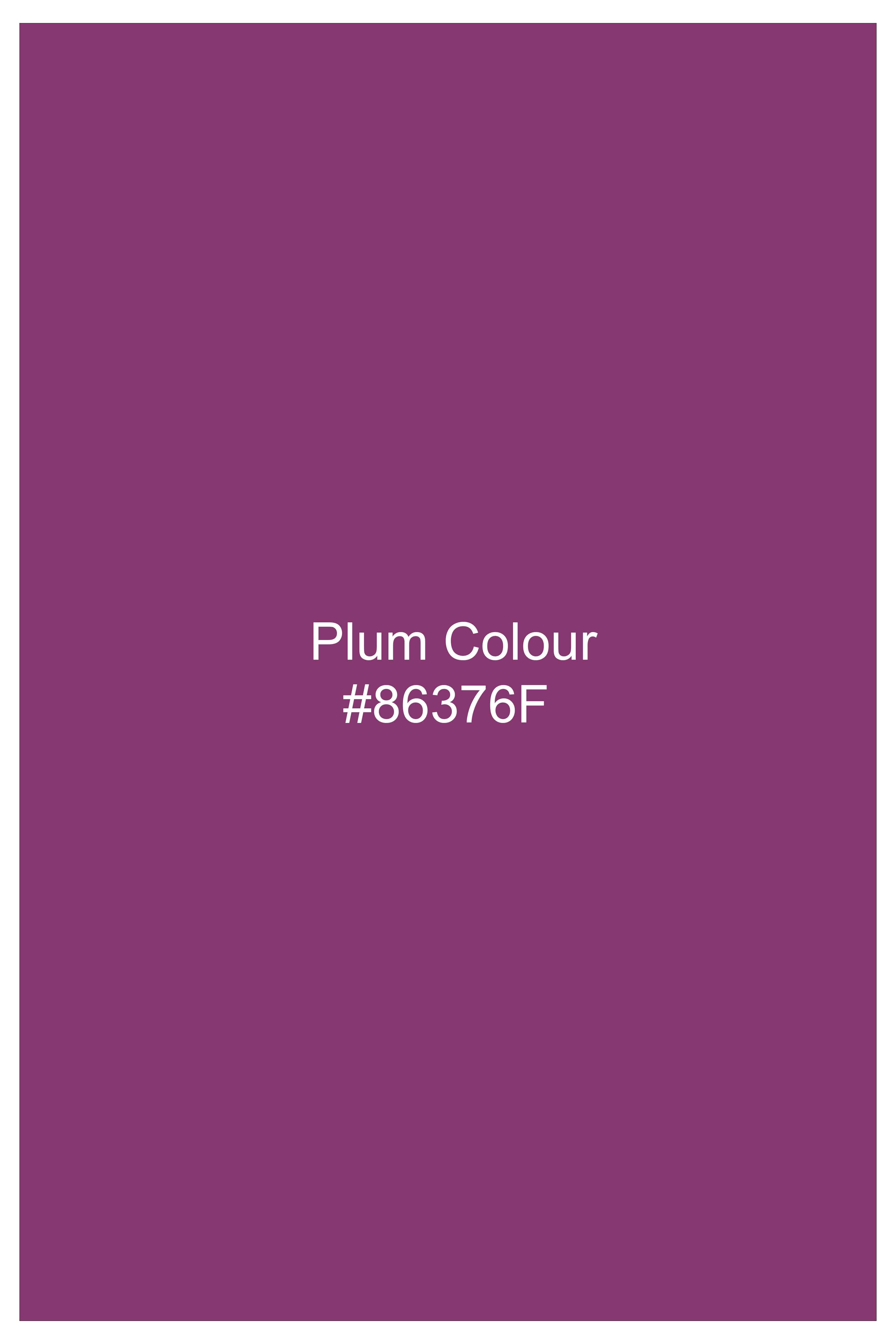 Orchid-Plum Pink Gingham Plaid Wool Rich Stretchable Waistband Pant
