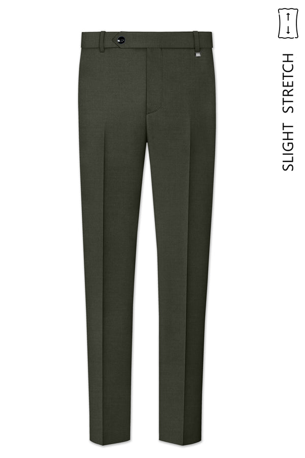 Verdant Majesty-Juniper Green Solid Wool Rich Slight Stretch Waistband Pant