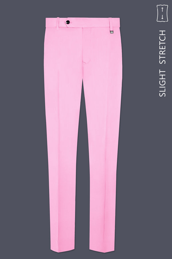 Rosé Reverie-Pestel Pink Solid Wool Rich Slight Stretch Waistband Pant