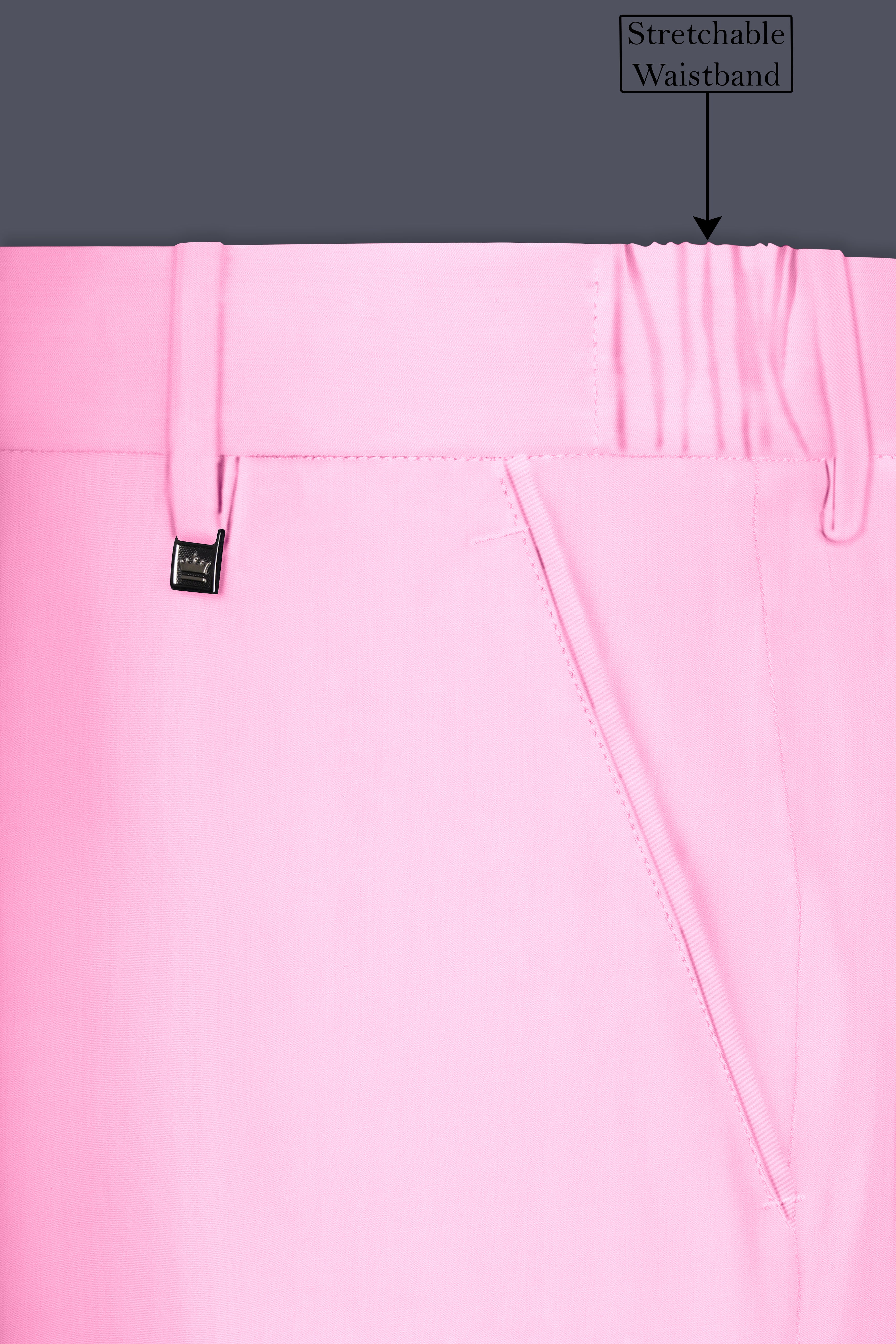 Rosé Reverie-Pestel Pink Solid Wool Rich Stretchable traveler Pant