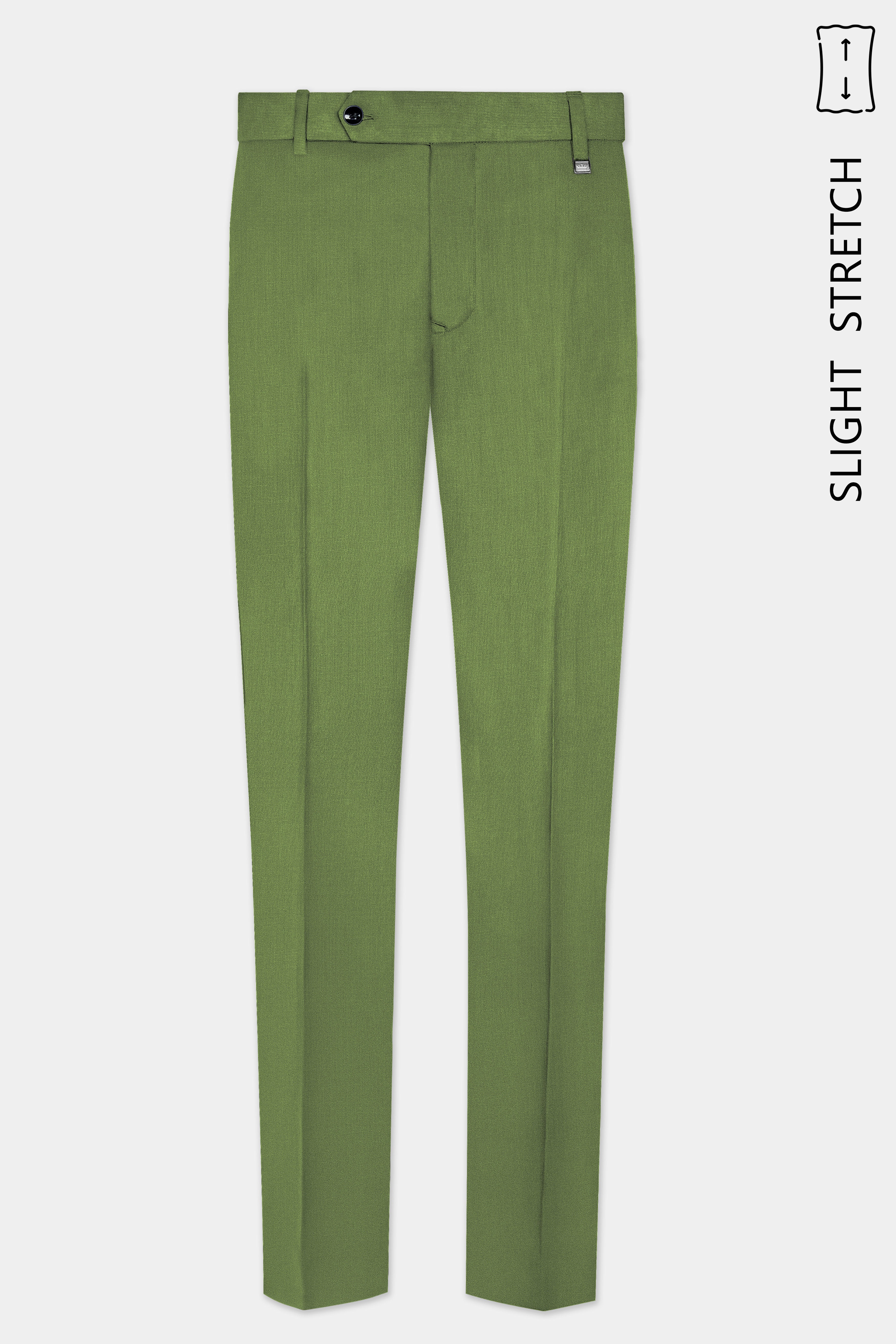 Sage Regal-Dingley Green Solid Wool Rich Slight Stretch Waistband Pant