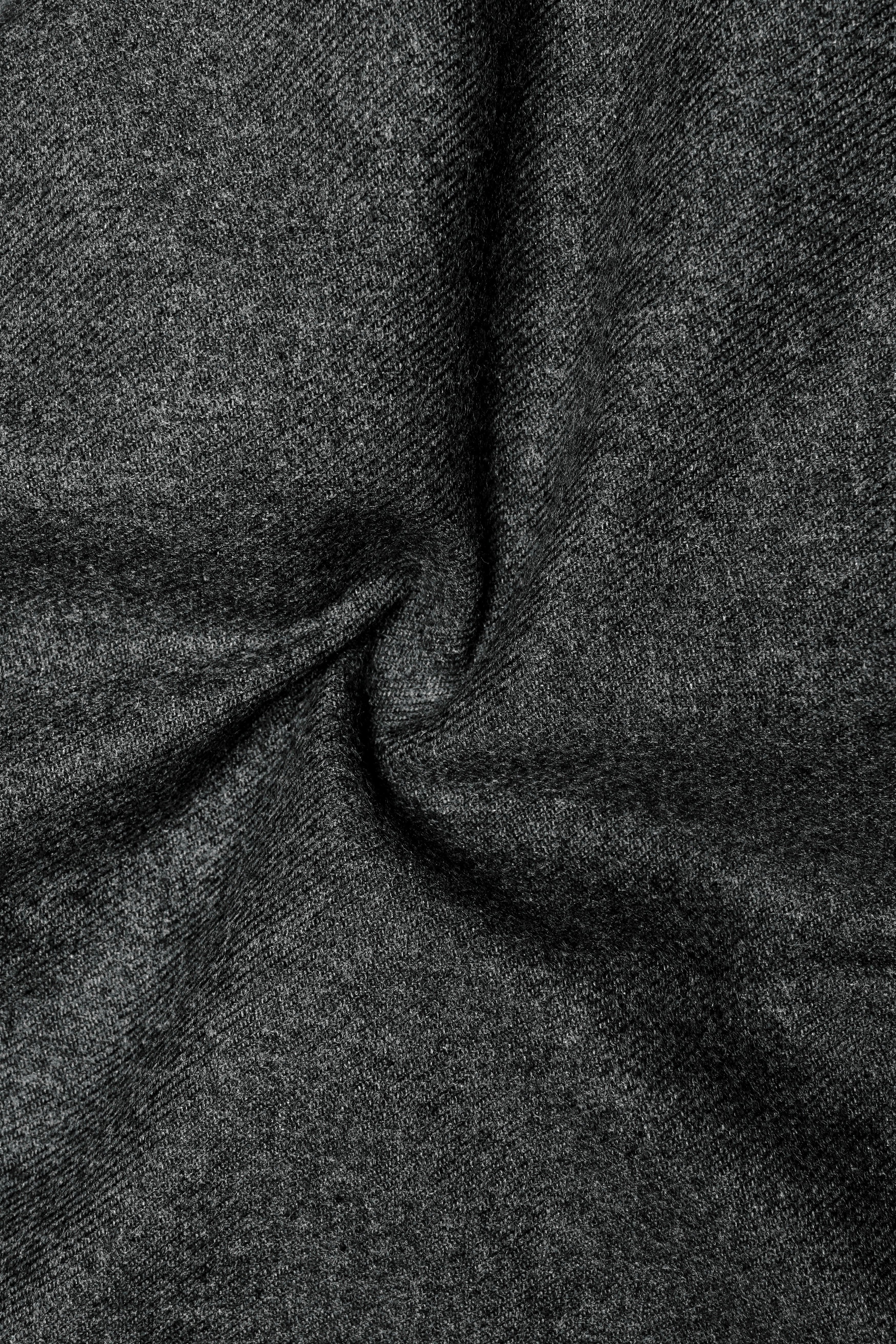 Granite-Tuatara Gray Textured Wool Stretchable Waistband Pant