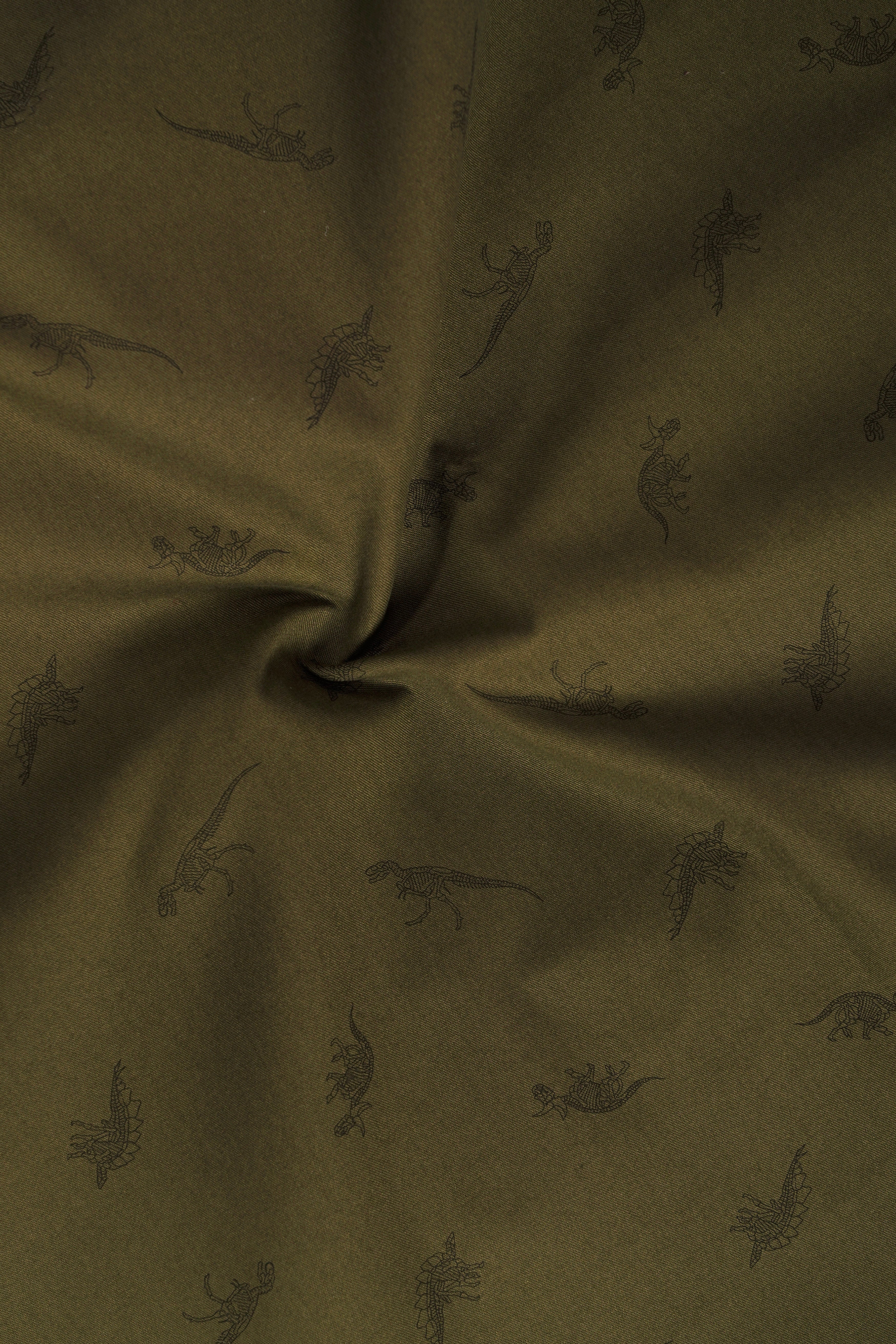 Prehistoric-Hemlock Green Dinosaur Printed Cotton Stretchable Waistband Pant