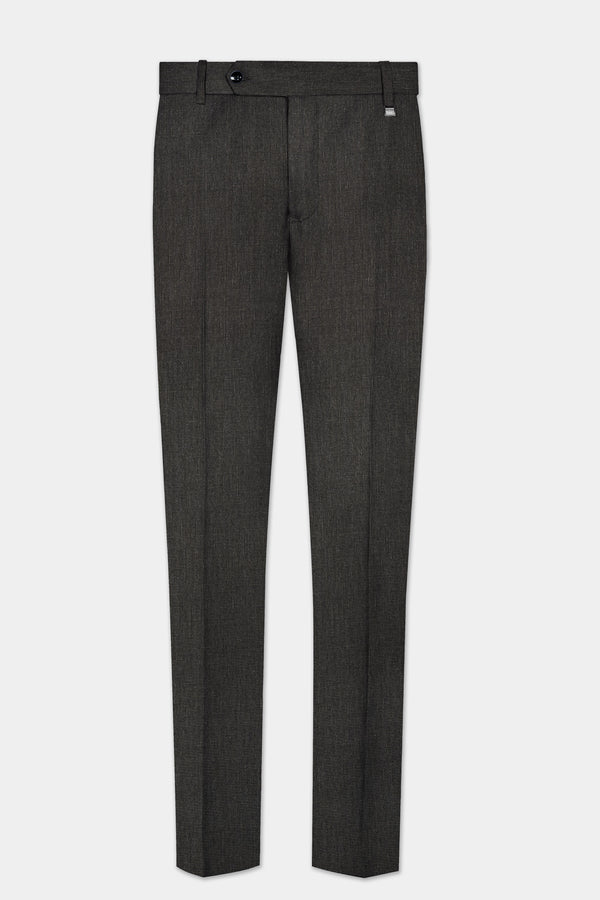 Granite Grid-Piano Gray houndstooth Textured Wool Rich Stretchable Waistband Pant