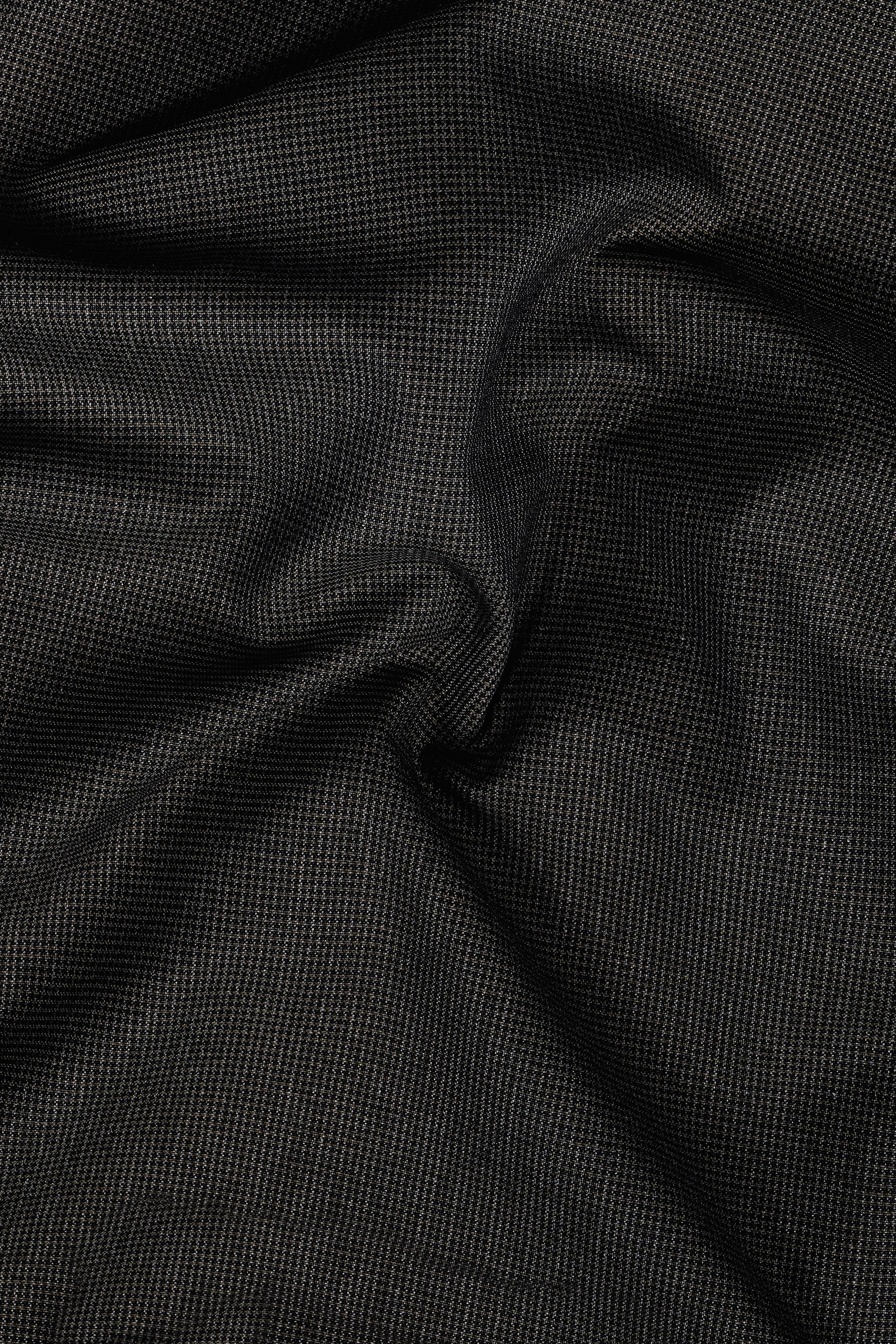 Granite Grid-Piano Gray houndstooth Textured Wool Rich Stretchable Waistband Pant