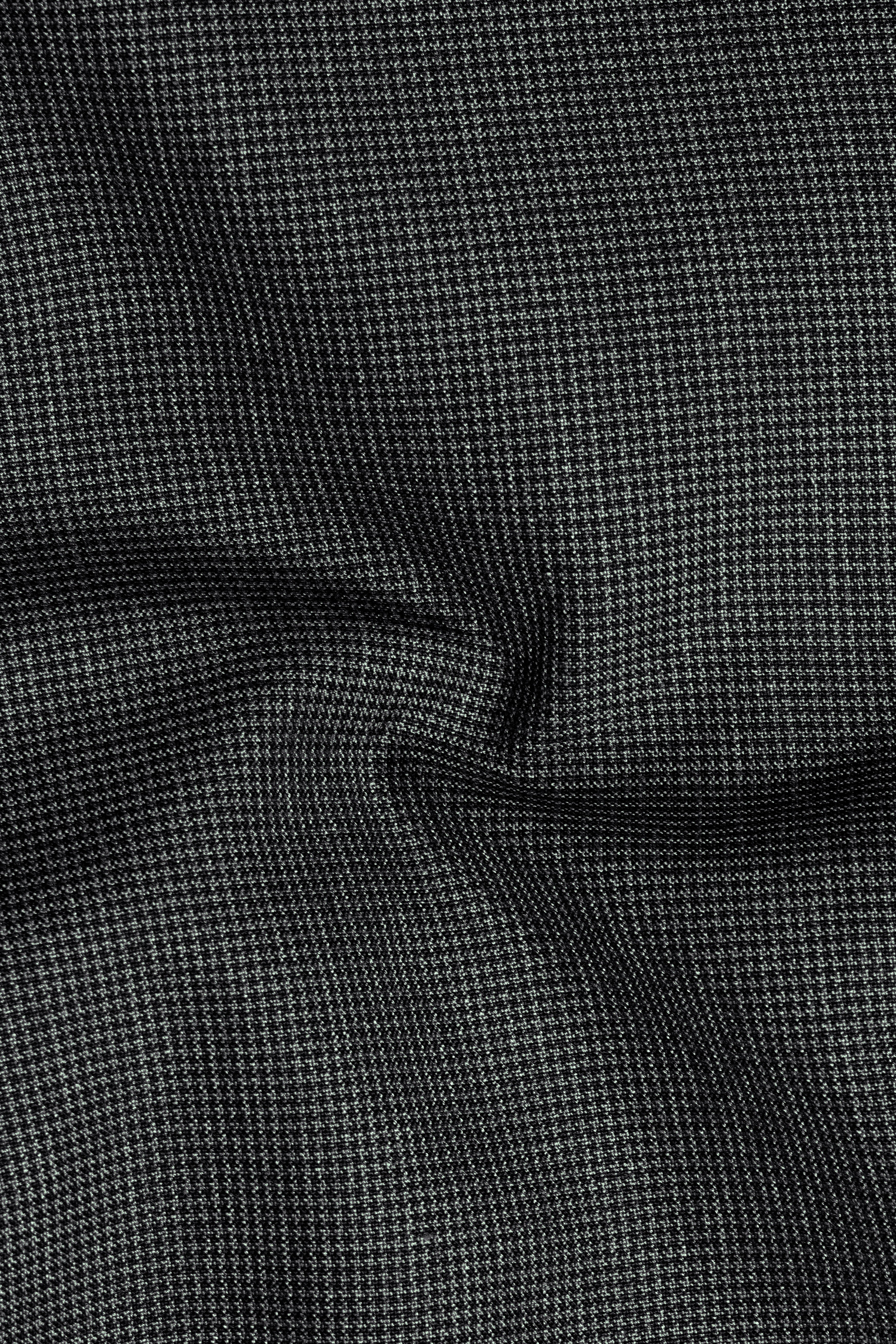 Granite Grid-Piano Gray houndstooth Textured Wool Rich Stretchable Waistband Pant