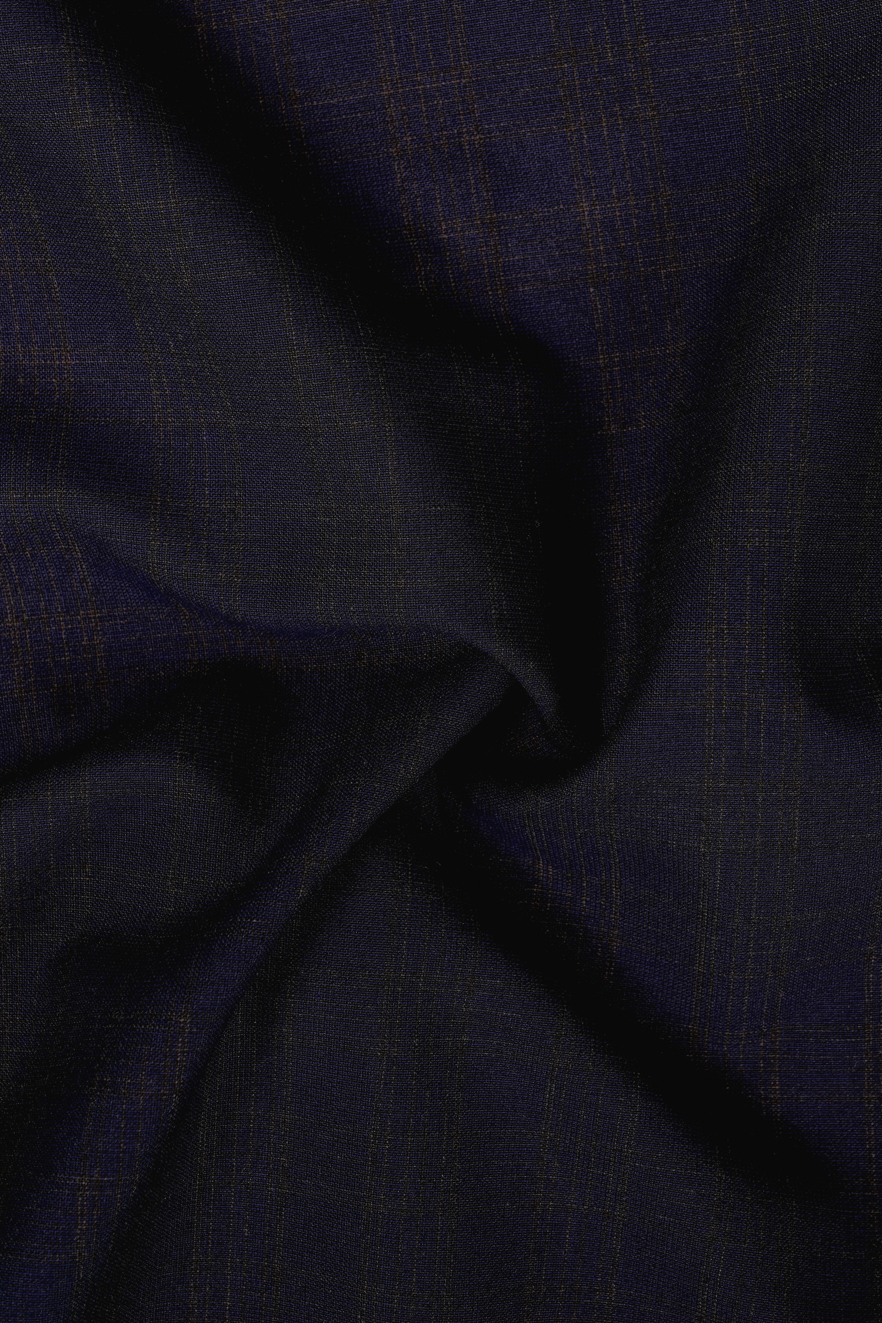 Ashford-Cinder Blue Plaid Wool Rich Stretchable Waistband Pant