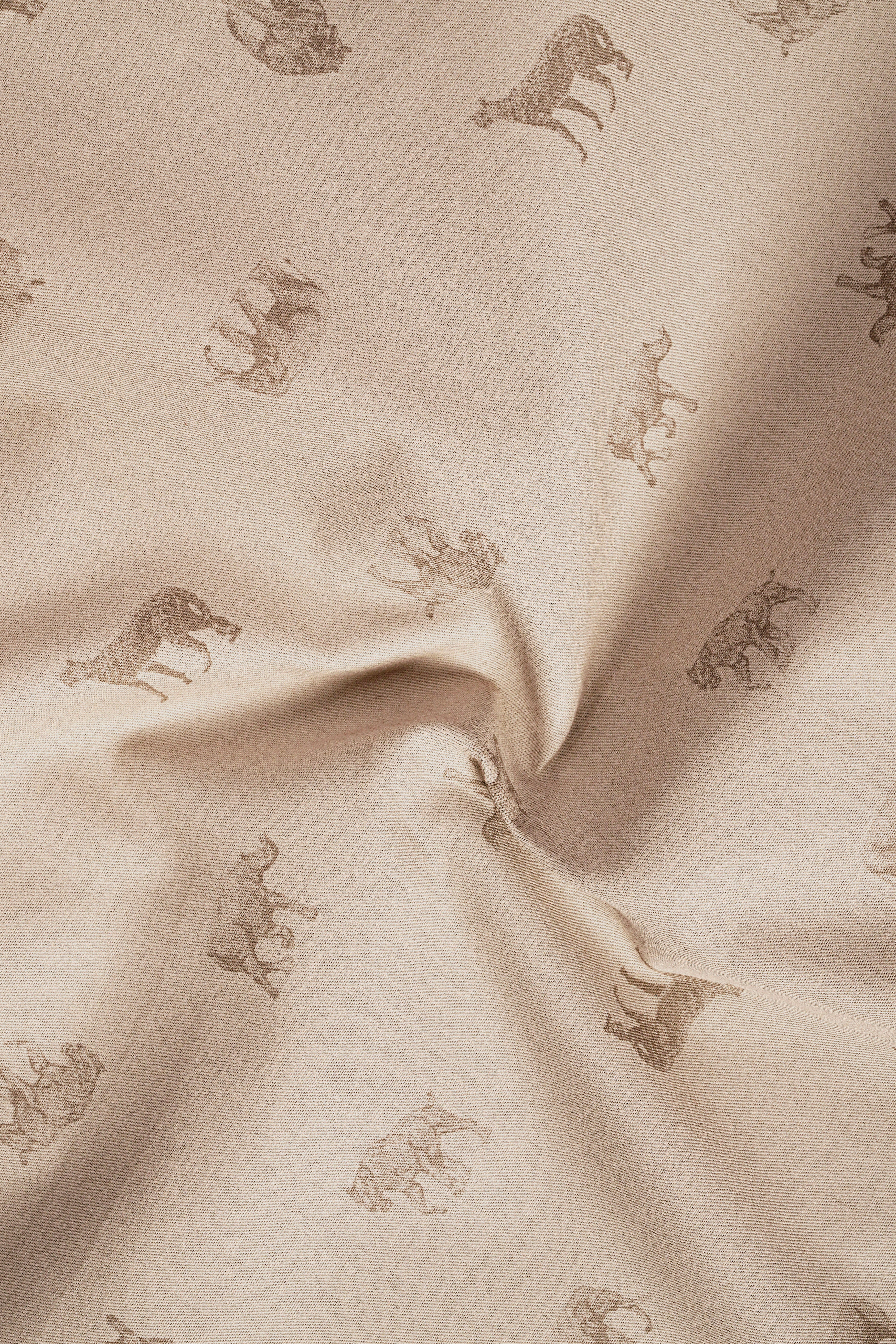 Ivory Wild-Vanilla Cream Animal Printed Cotton Stretchable Waistband Pant