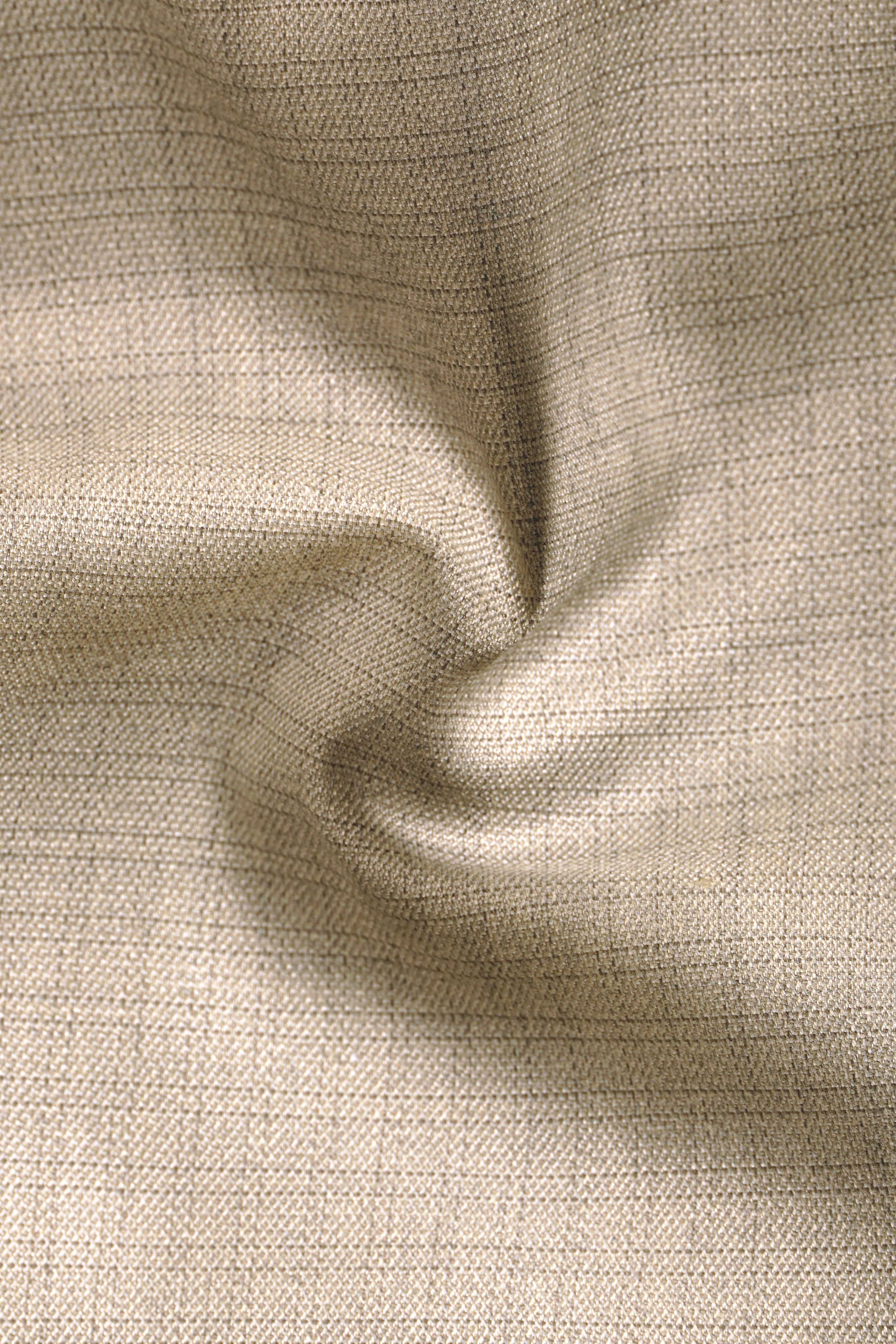 Almond-Pavlova Cream Plaid Wool Rich Stretchable Waistband Pant
