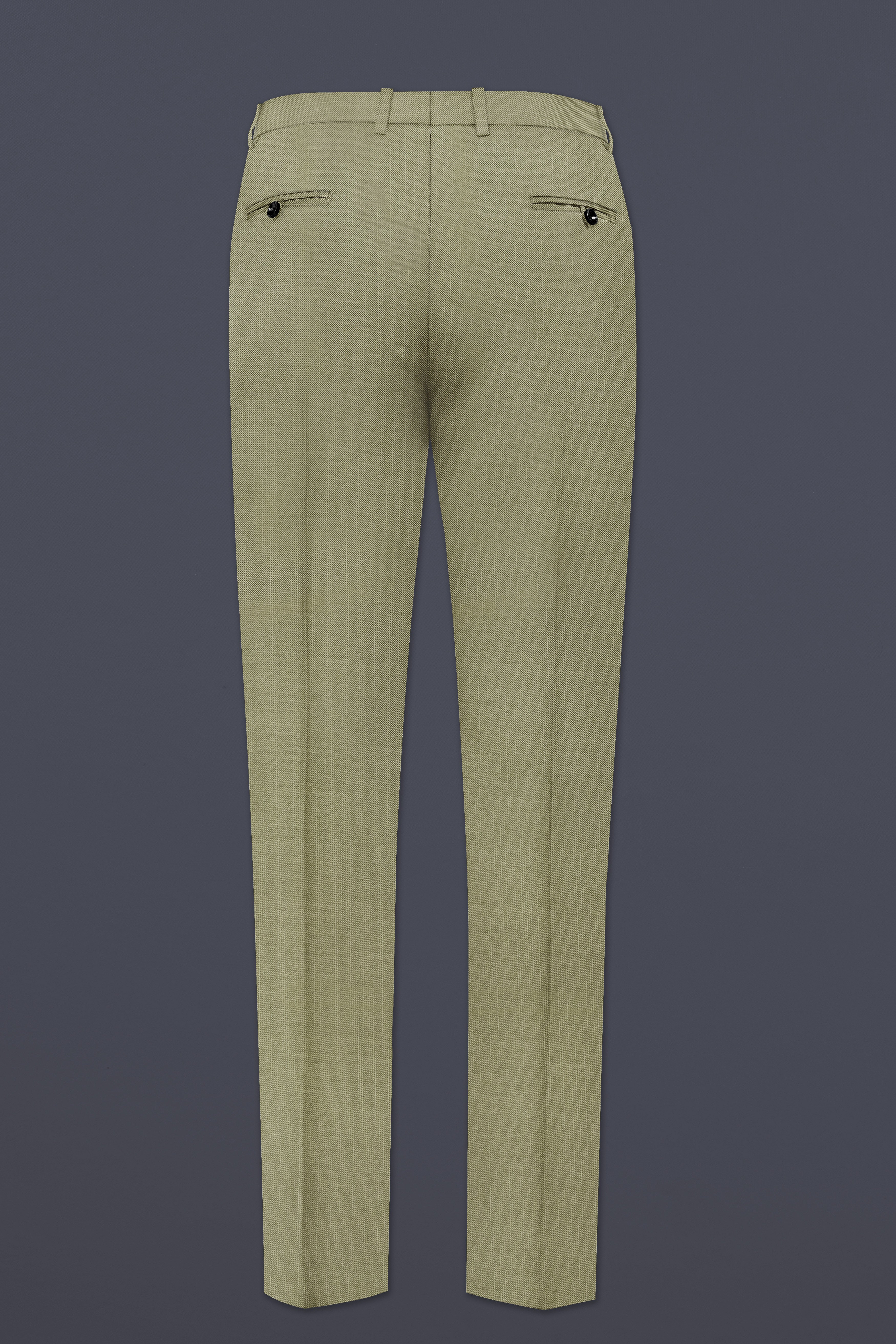 Citron-Lemon Grass Green Solid Wool Rich Slight Stretch Waistband Pant