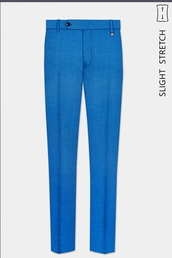 Azure-Venice Blue Solid Wool Rich Slight Stretch Waistband Pant