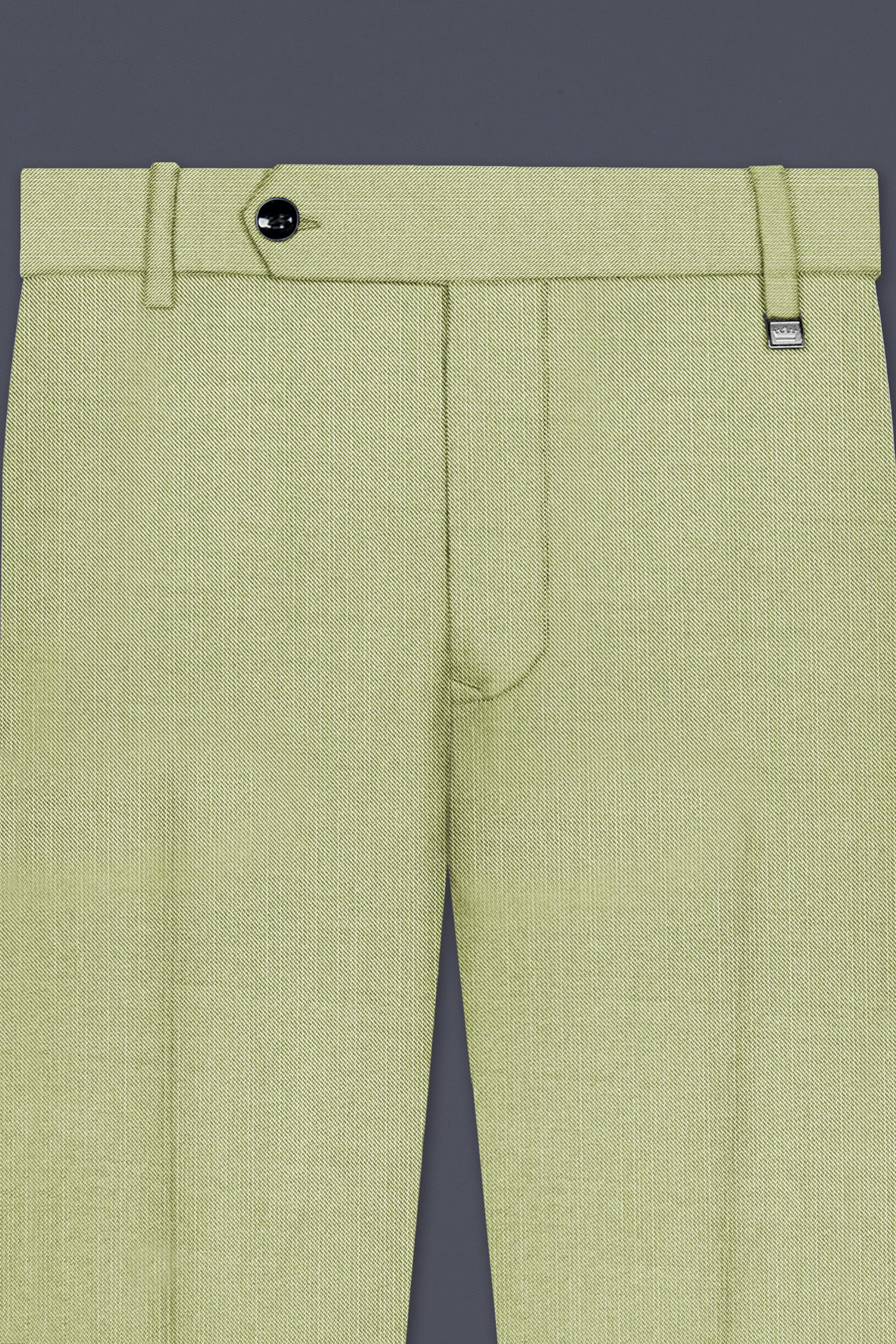 Marsh-Swamp Green Solid Wool Rich Slight Stretch Waistband Pant