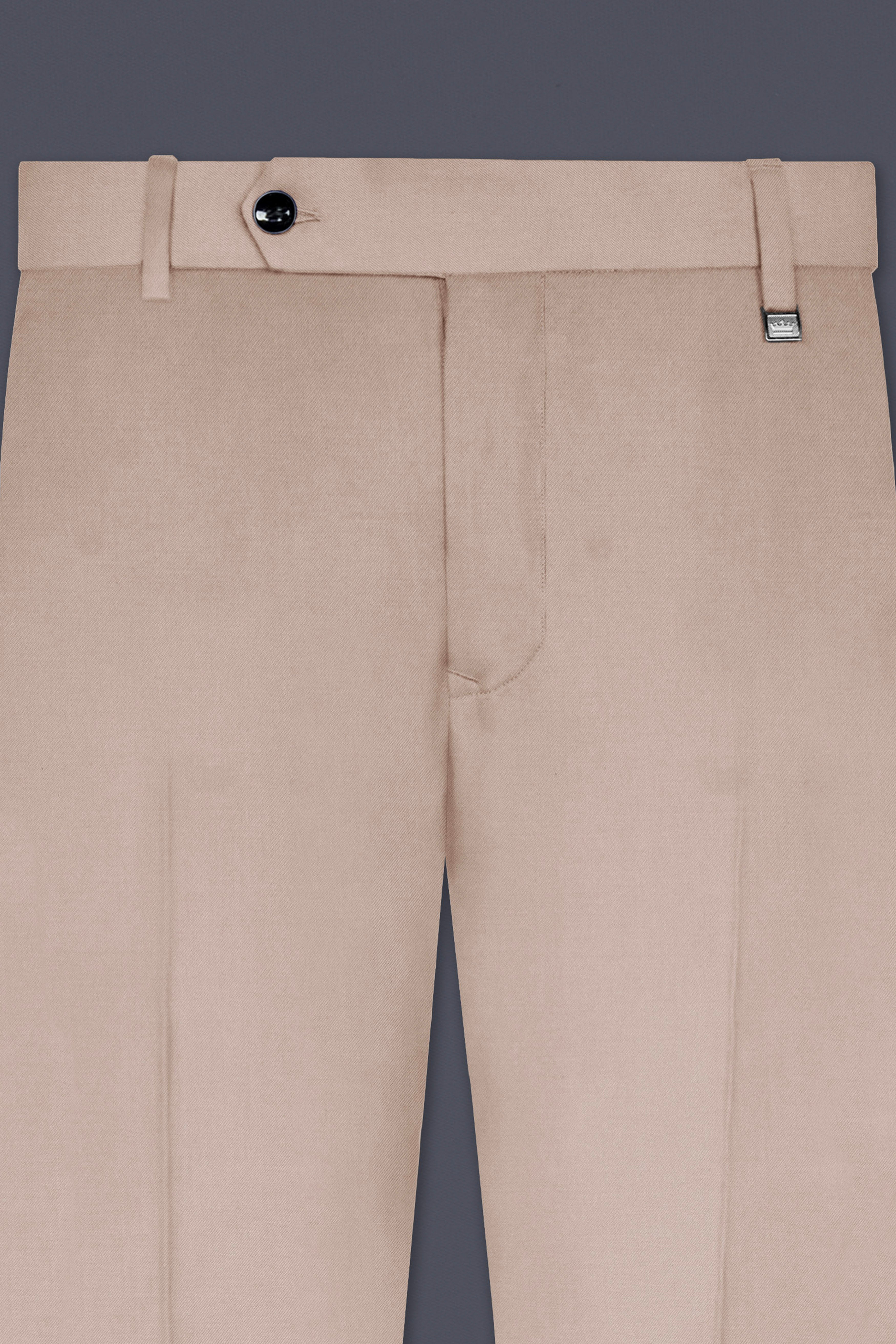 Clam Shell Cream Solid Cotton Stretchable Waistband Pant