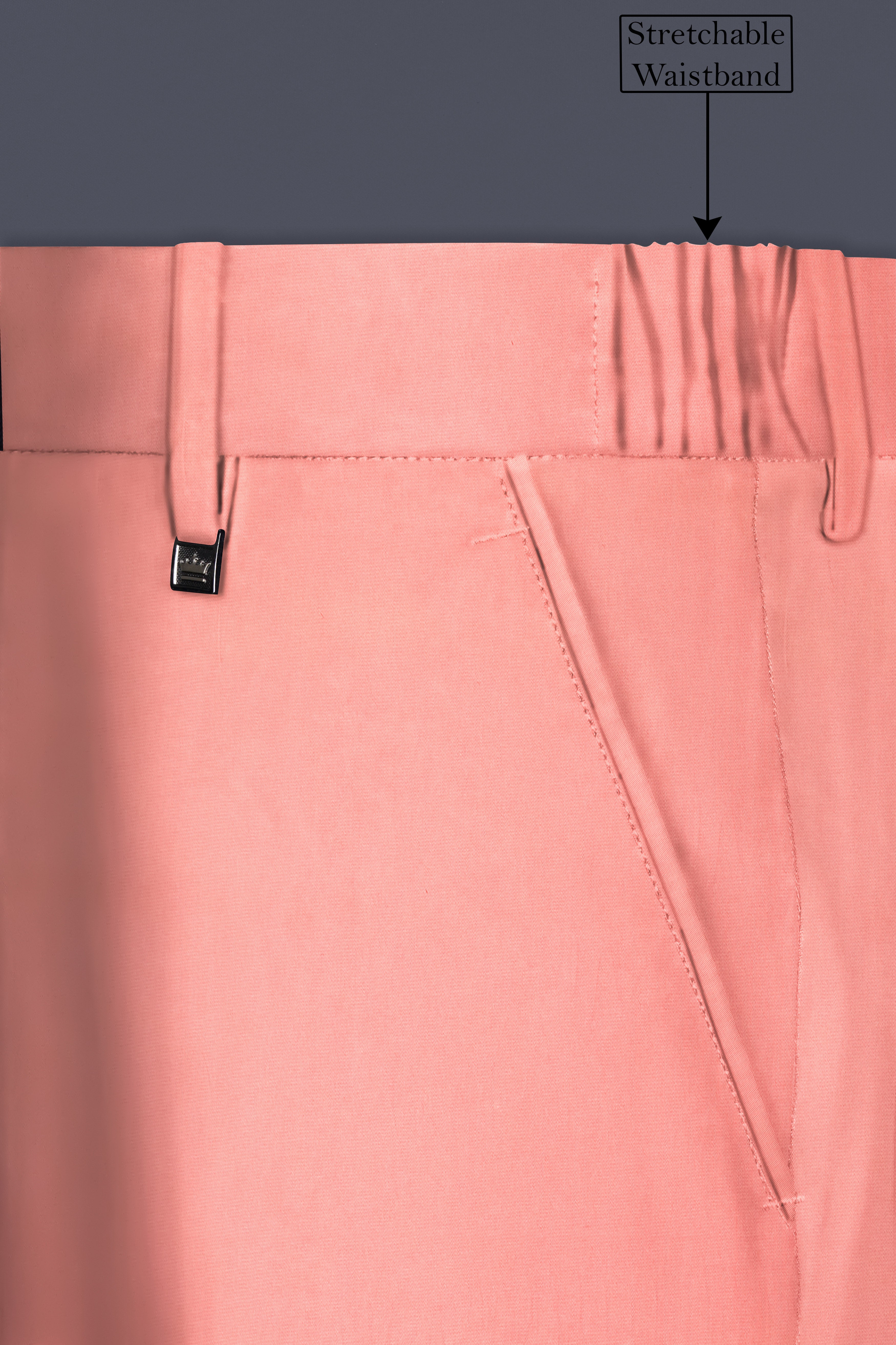 Flamingo Pink Solid Cotton Stretchable Waistband Pant