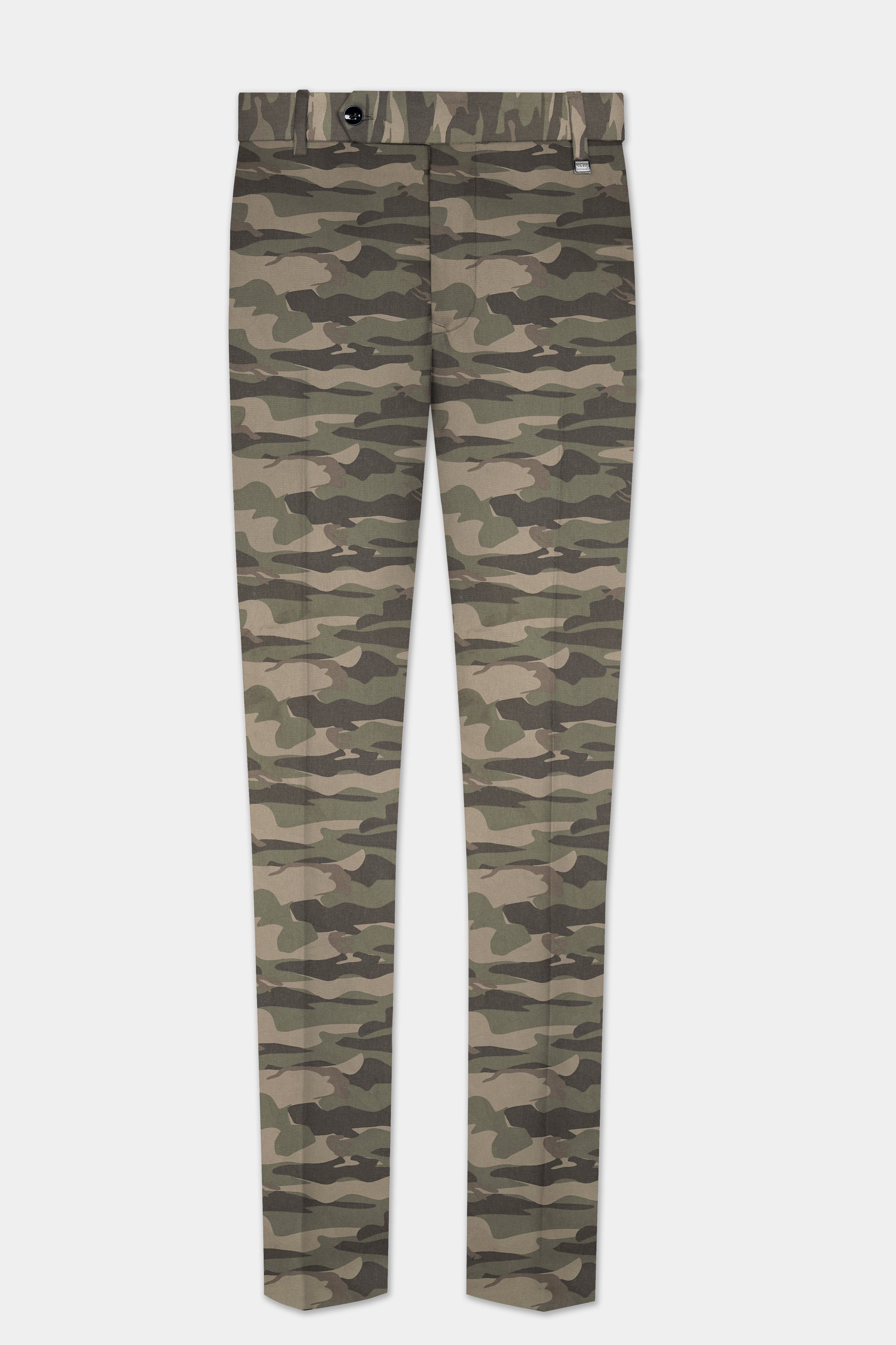 Crocodile Brown And Wenge Camouflage Printed Cotton Stretchable Waistband Pant