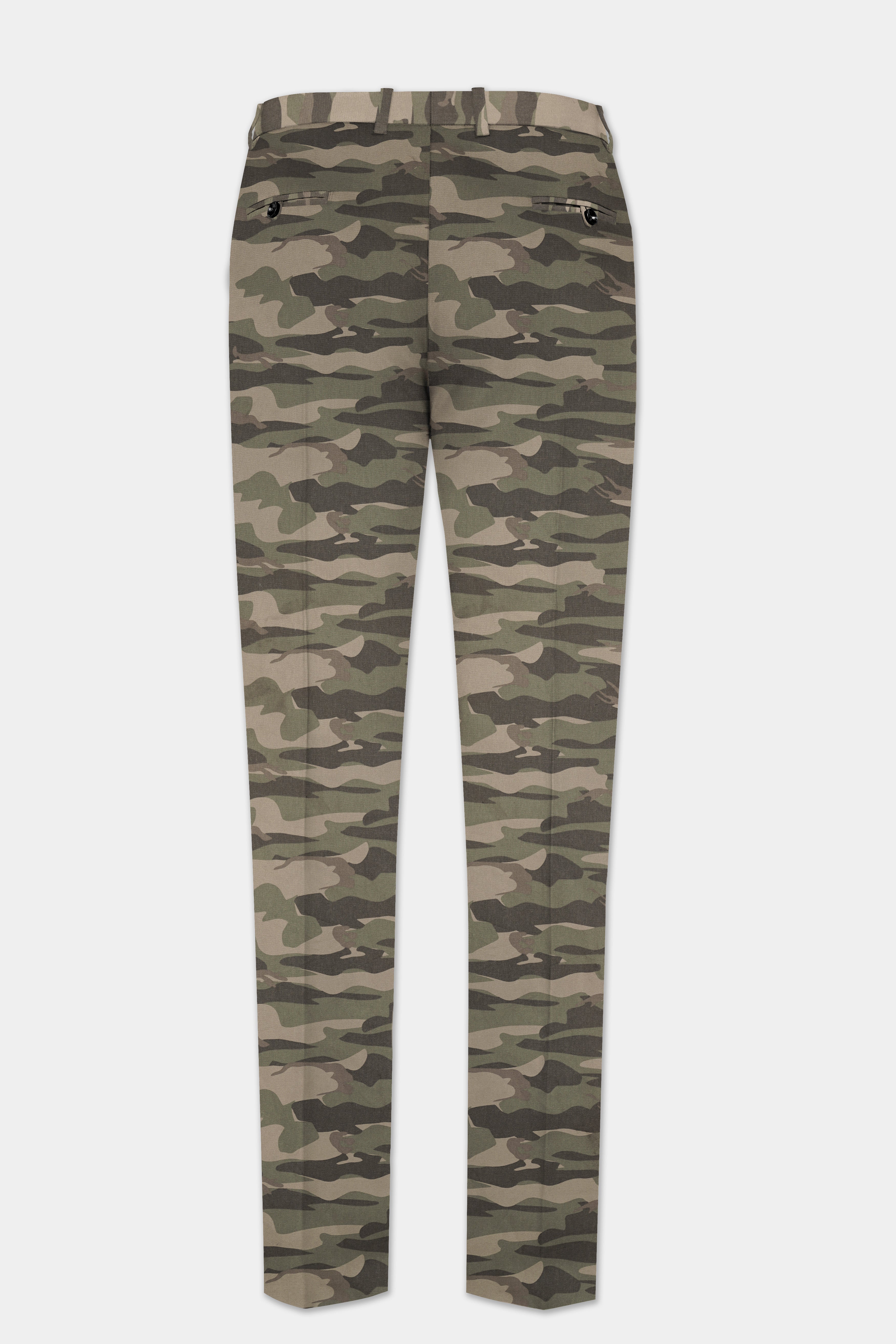 Crocodile Brown And Wenge Camouflage Printed Cotton Stretchable Waistband Pant