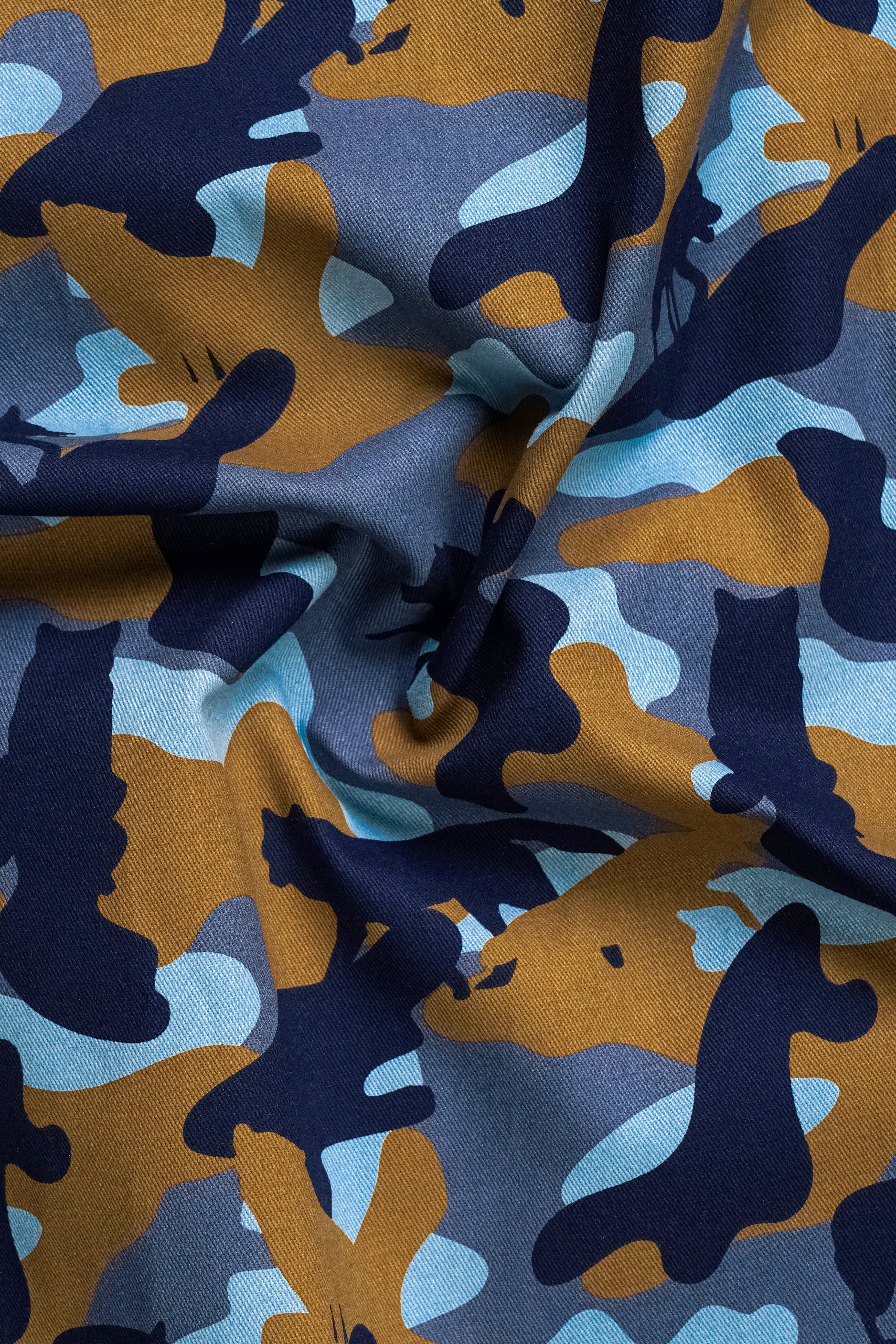 Martinique Blue And Irish Brown Camouflage Printed Stretchable Waistband Pant