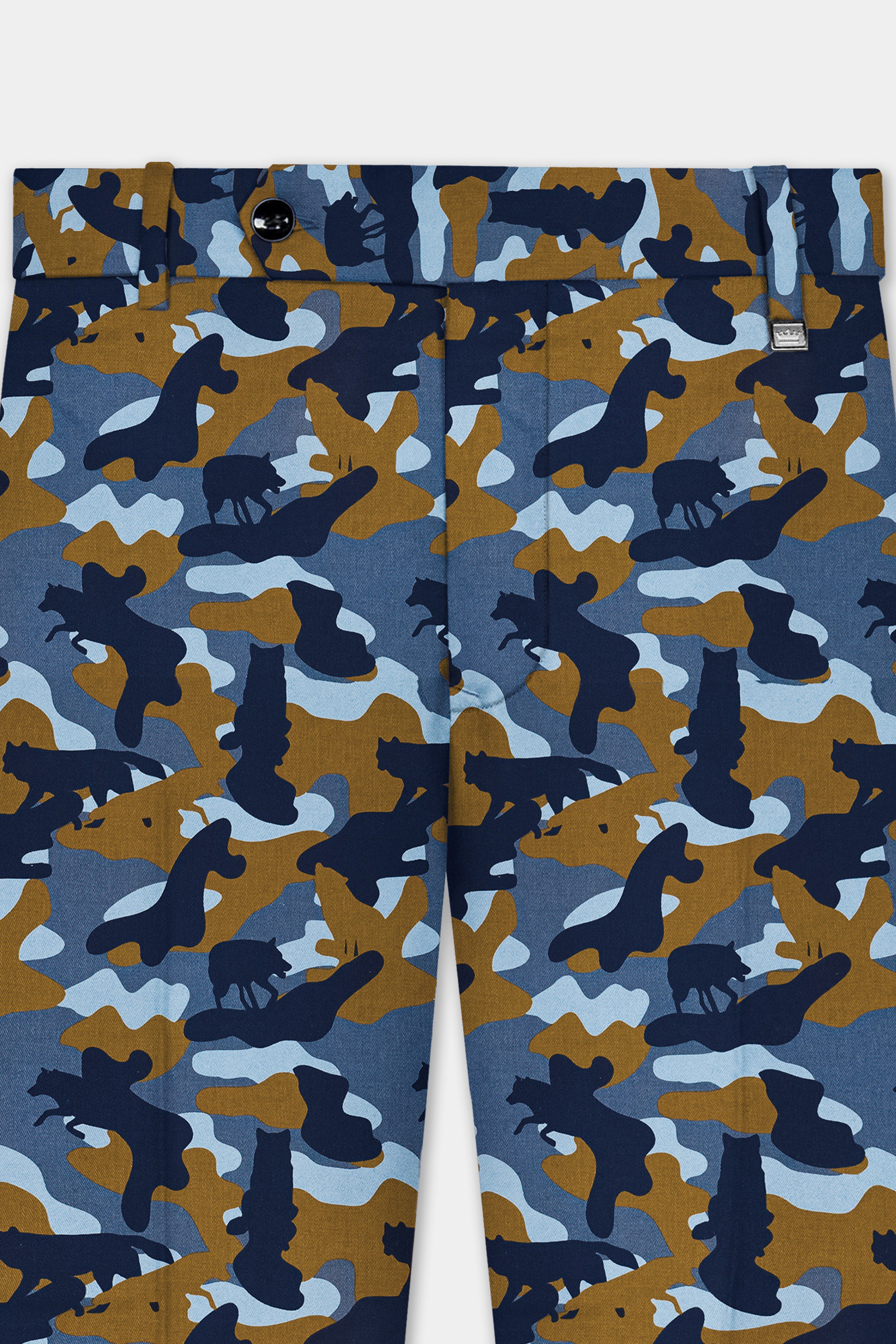 Martinique Blue And Irish Brown Camouflage Printed Stretchable Waistband Pant