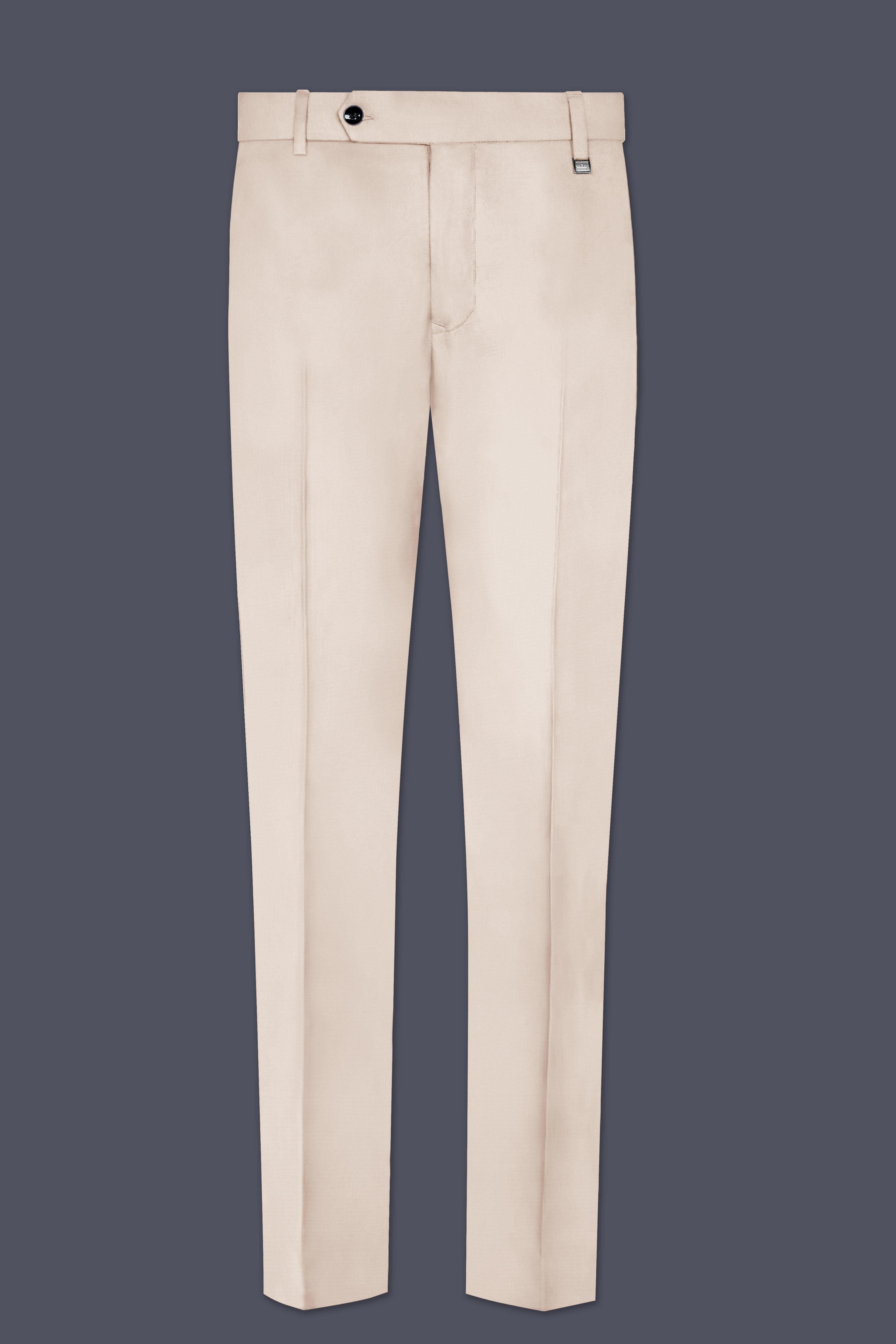 Wafer Cream Solid Cotton Stretchable Waistband Pant
