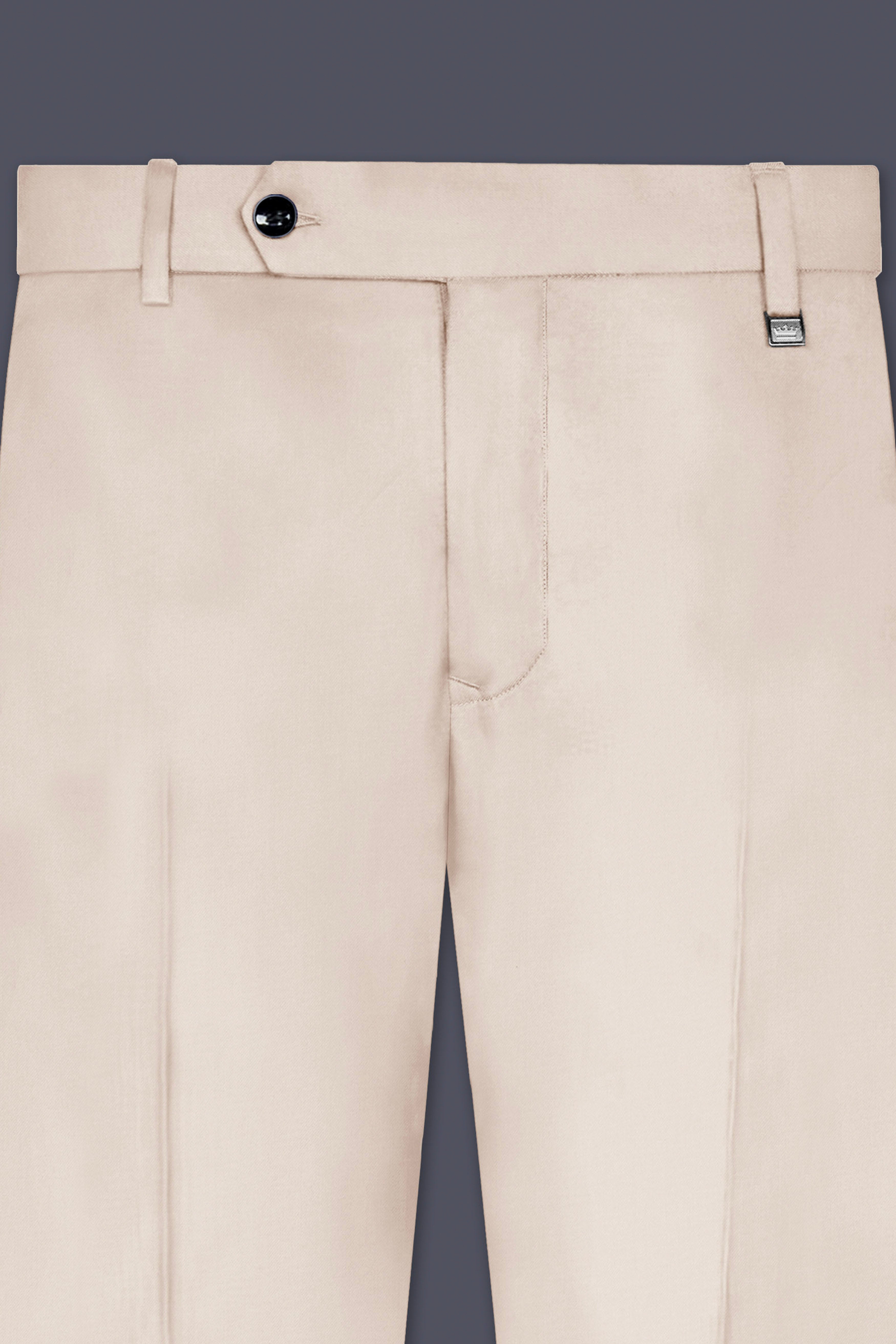 Wafer Cream Solid Cotton Stretchable Waistband Pant