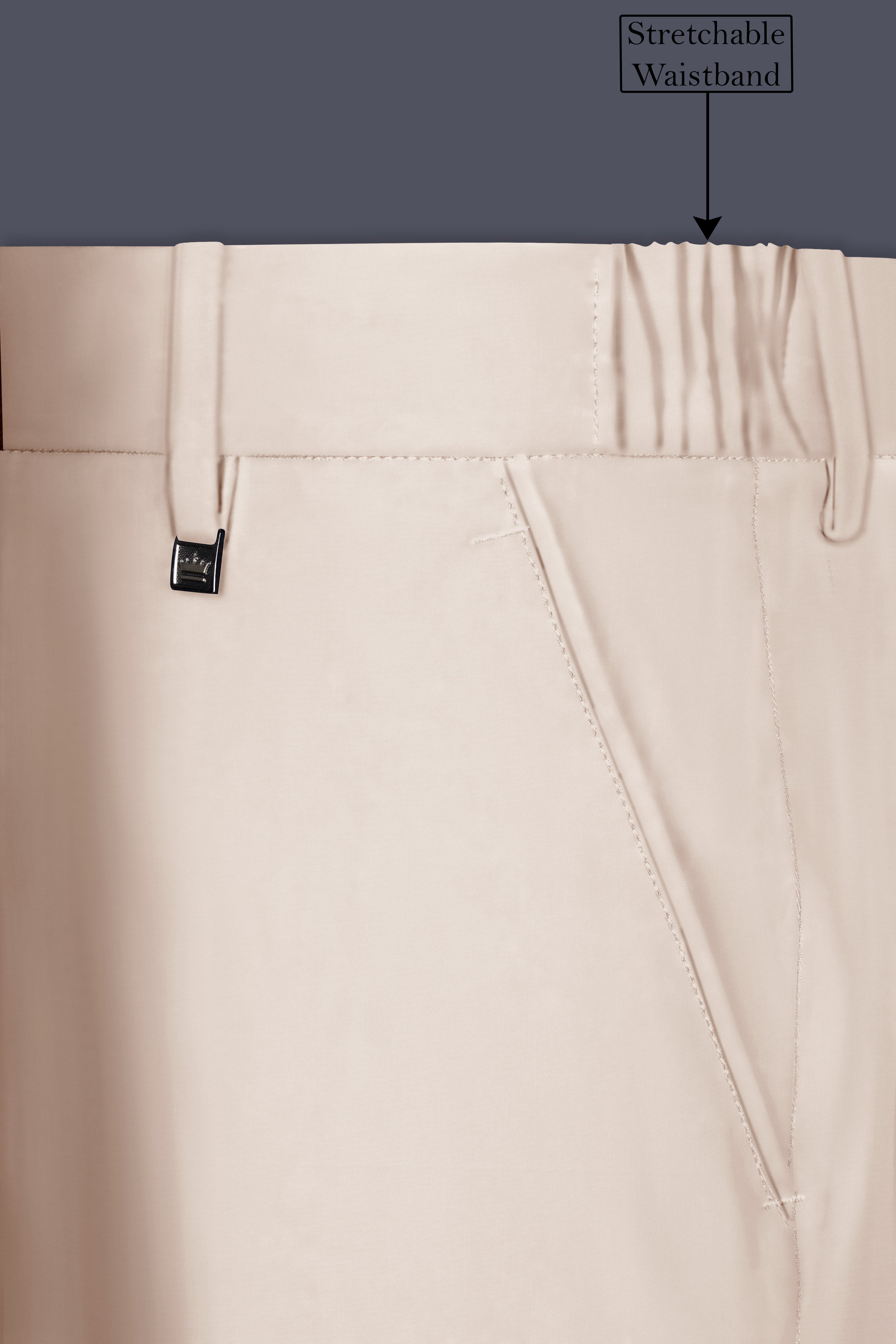 Wafer Cream Solid Cotton Stretchable Waistband Pant