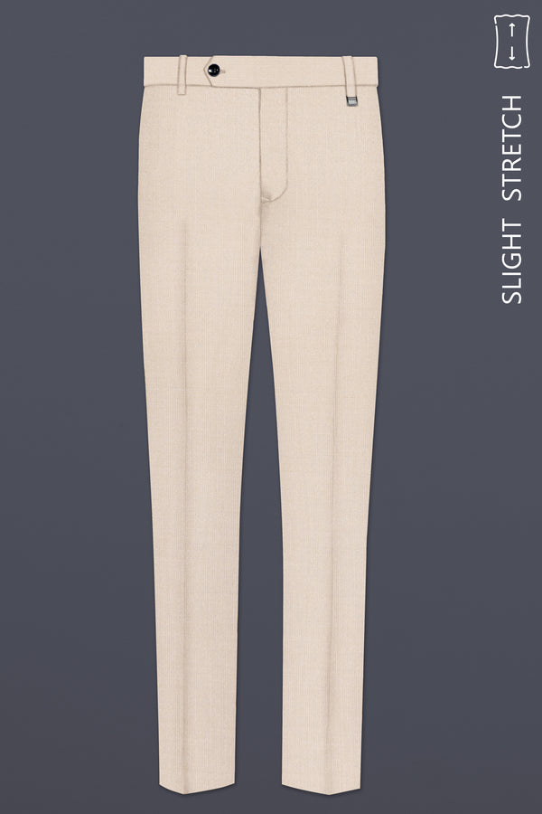 Velivon-Bizarre Cream Solid Wool Rich Slight Stretch Waistband Pant