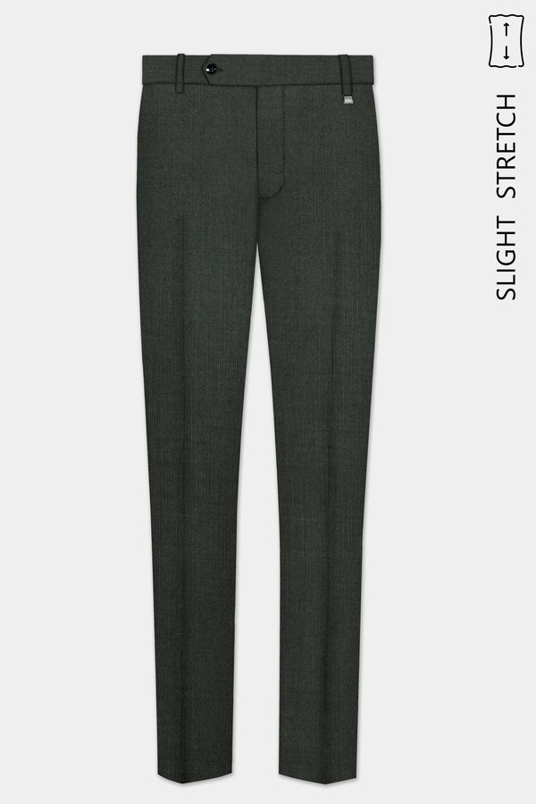 Shafton-Mine Shaft Green Solid Wool Rich Slight Stretch Waistband Pant