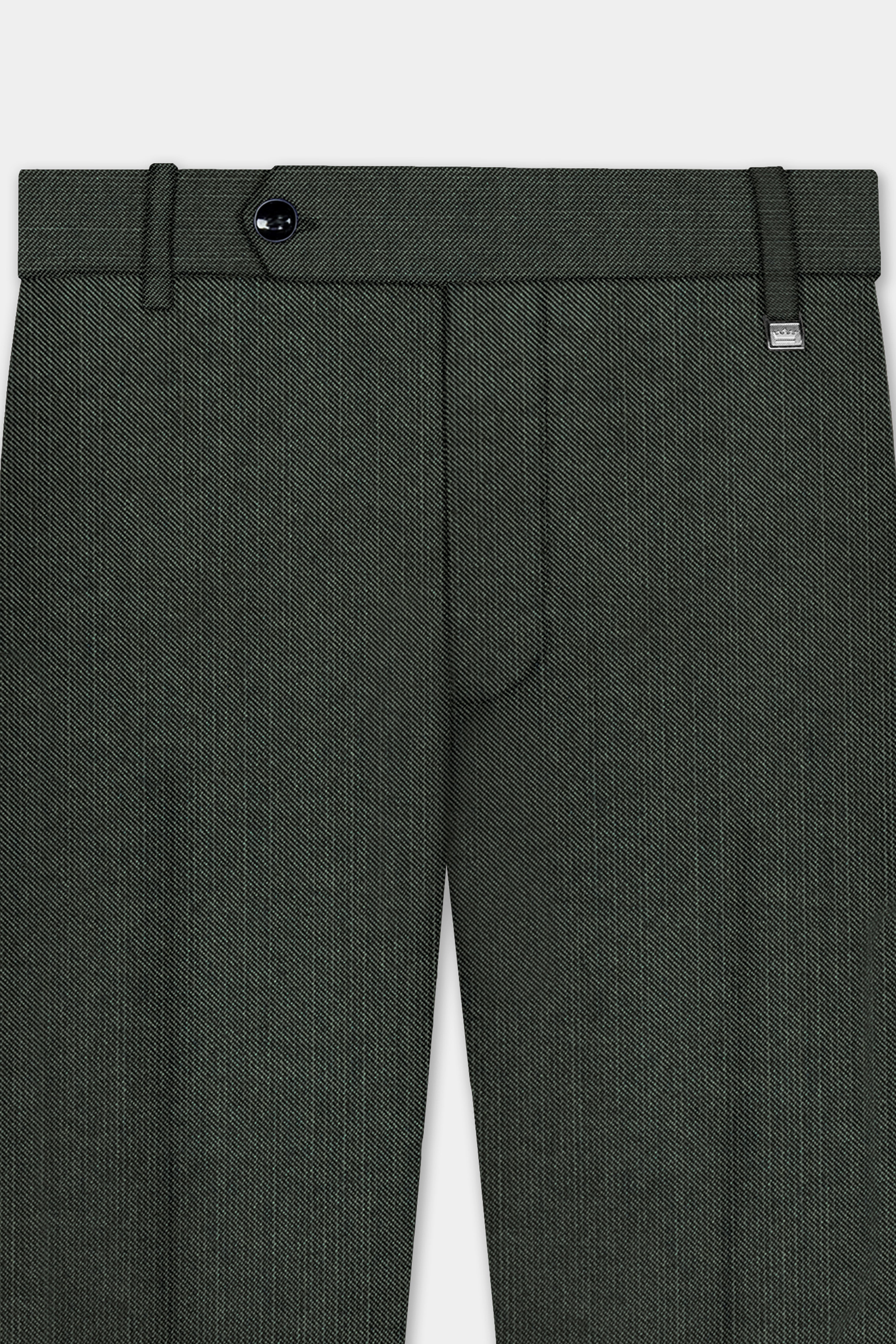 Shafton-Mine Shaft Green Solid Wool Rich Slight Stretch Waistband Pant