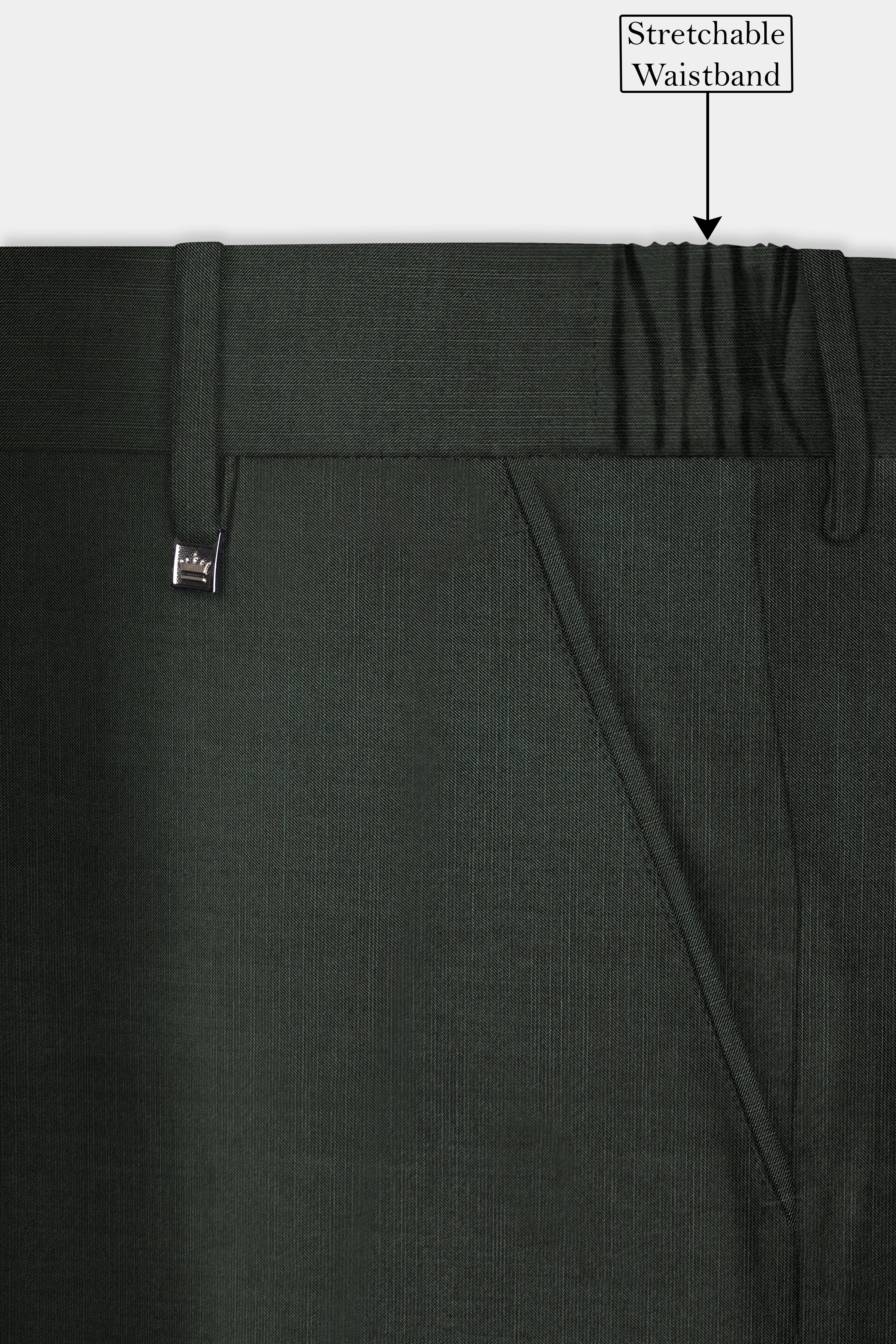 Shafton-Mine Shaft Green Solid Wool Rich Slight Stretch Waistband Pant