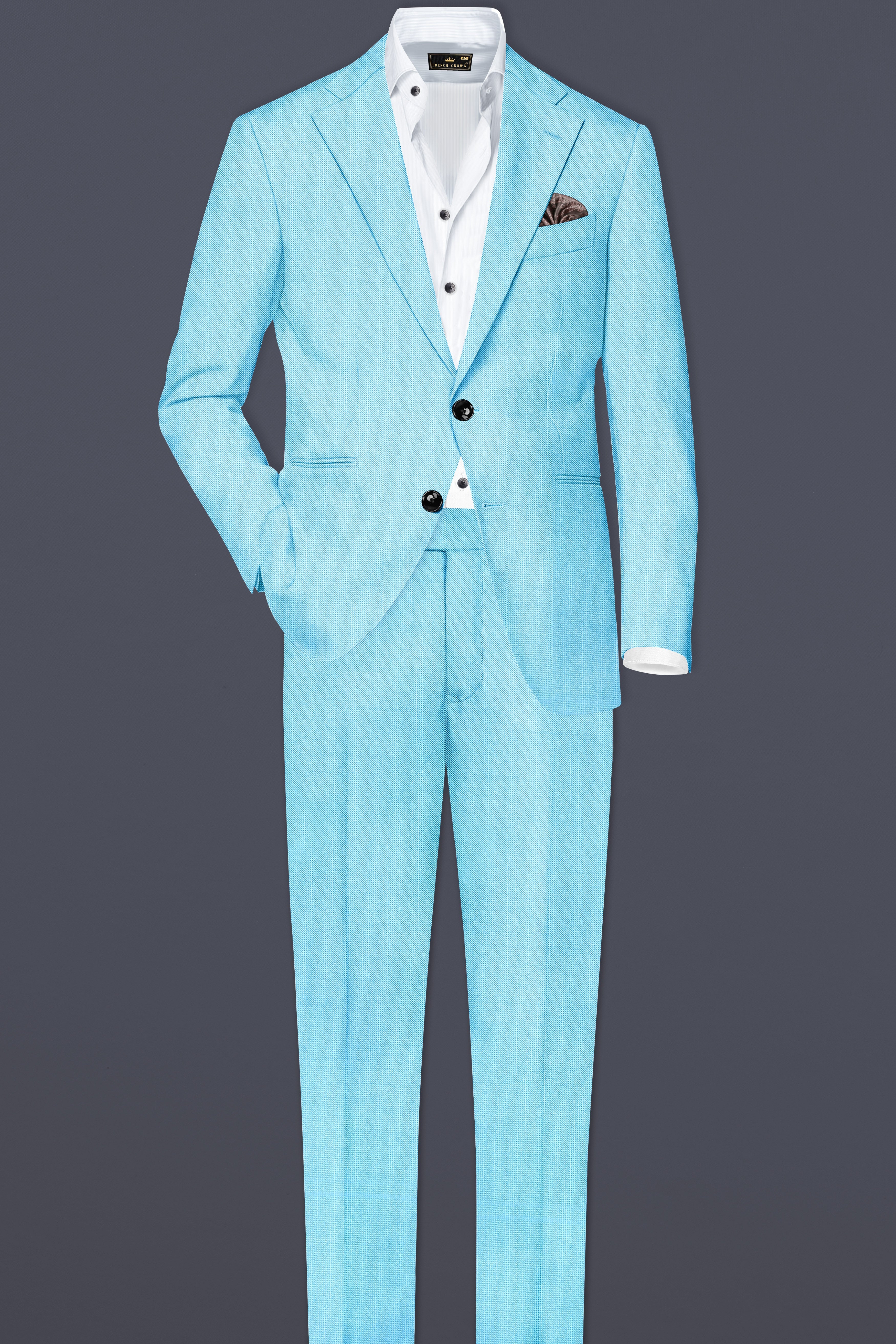 Iceland-Aquamarine Blue Solid Wool Rich Stretchable traveler Pant