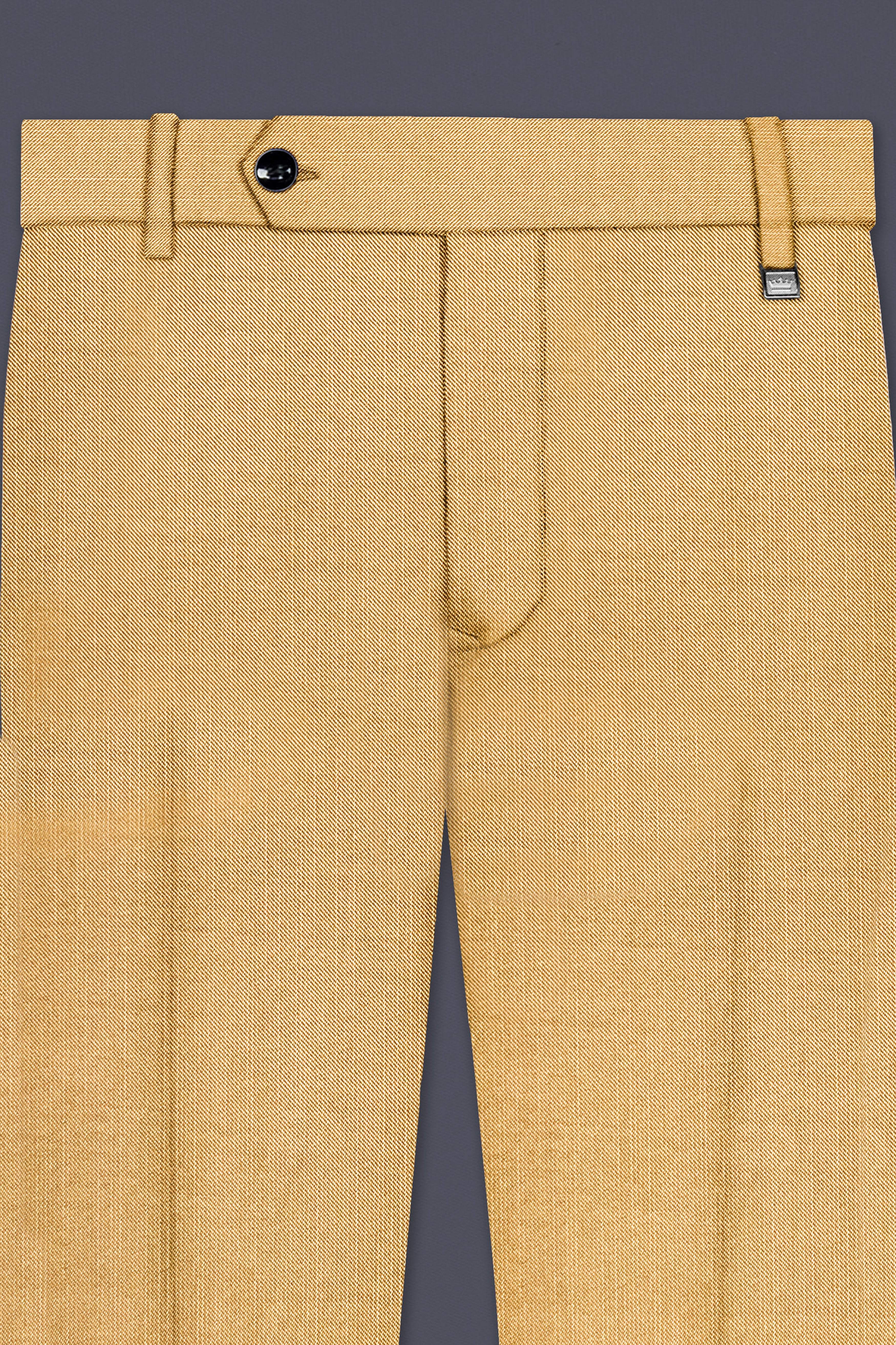 Marula-Desert Yellow Solid Wool Rich Slight Stretch Waistband Pant