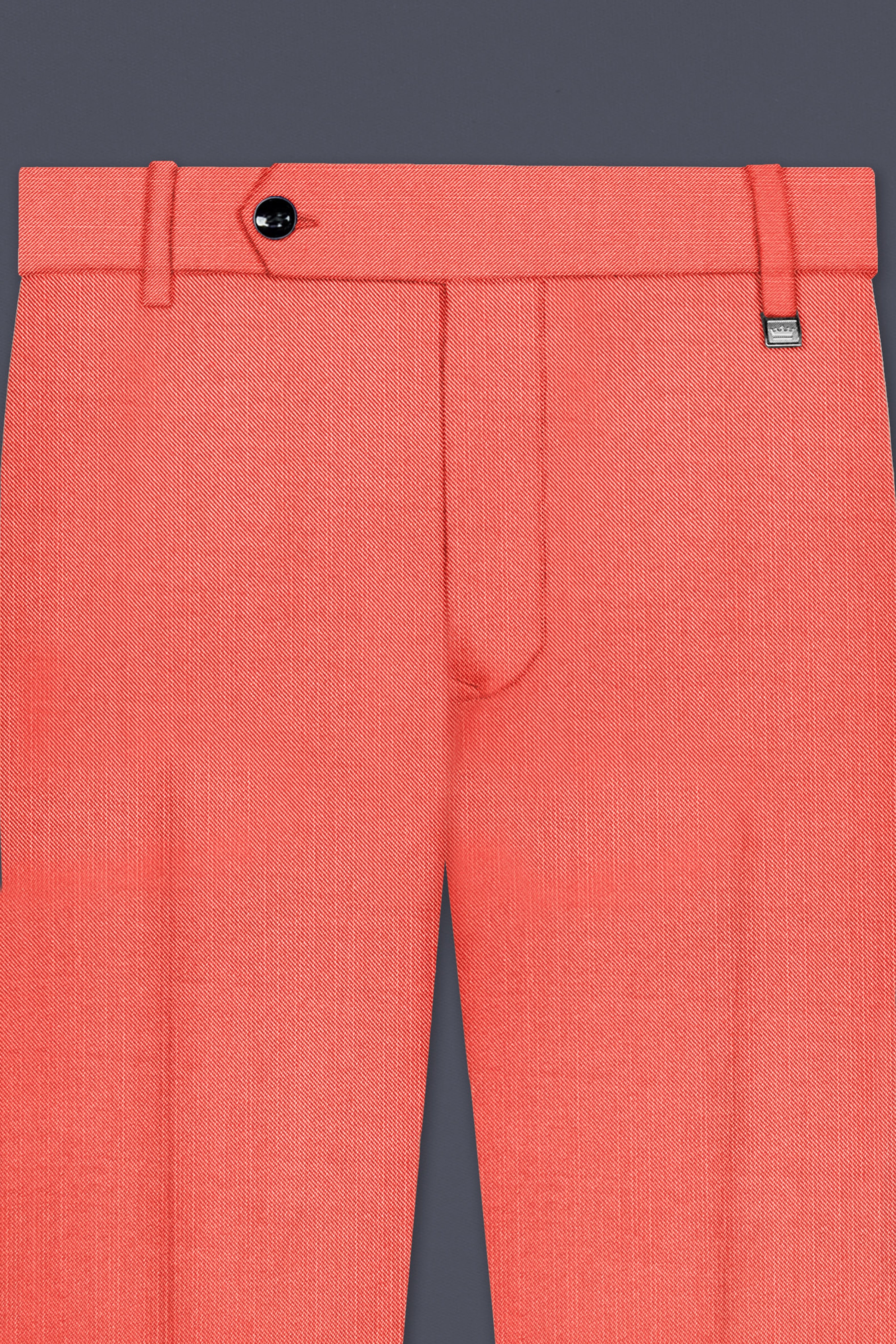 Aurora-Salmon Orange Solid Wool Rich Stretchable traveler Pant