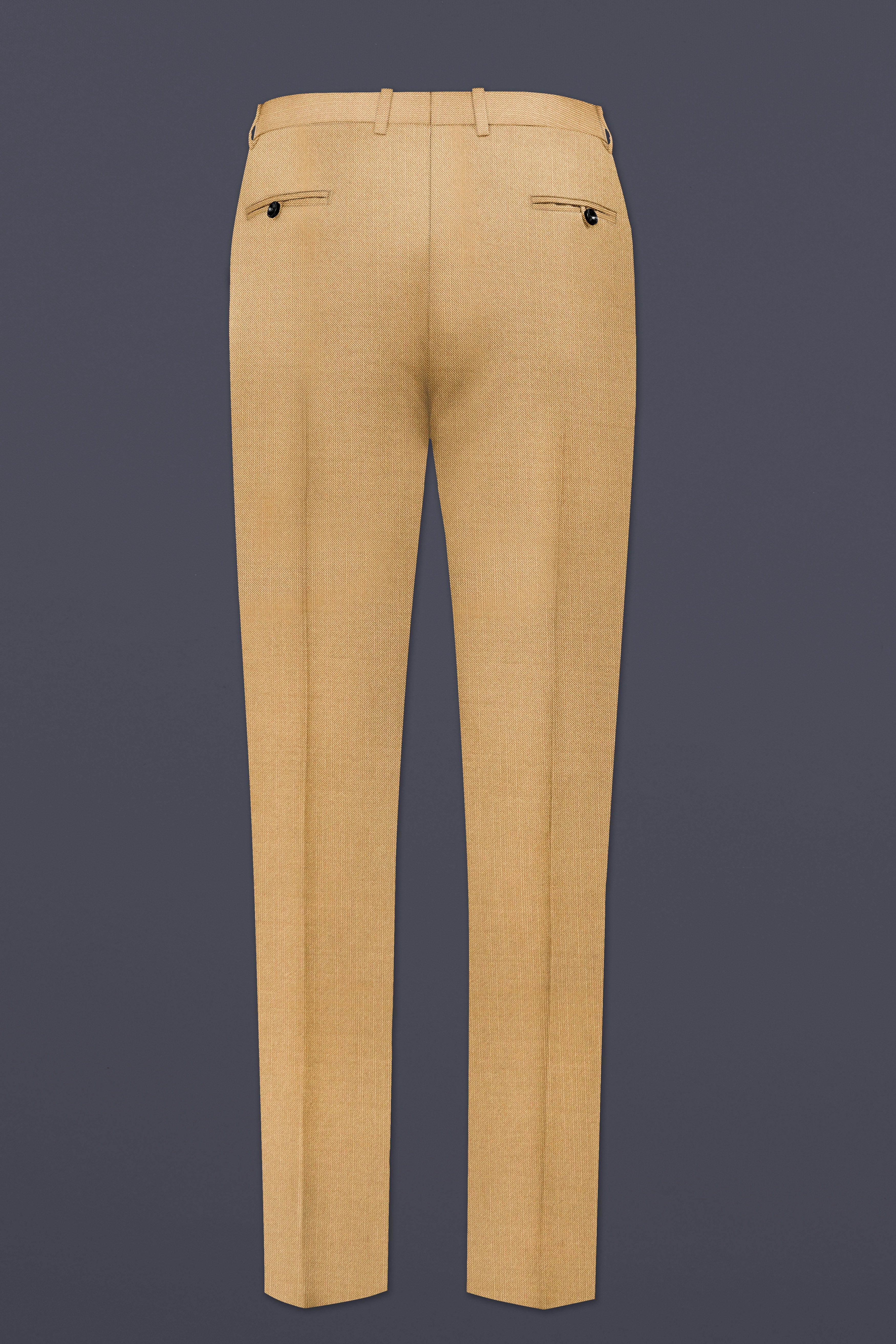 Sepia-Twine Brown Solid Wool Rich Slight Stretch Waistband Pant