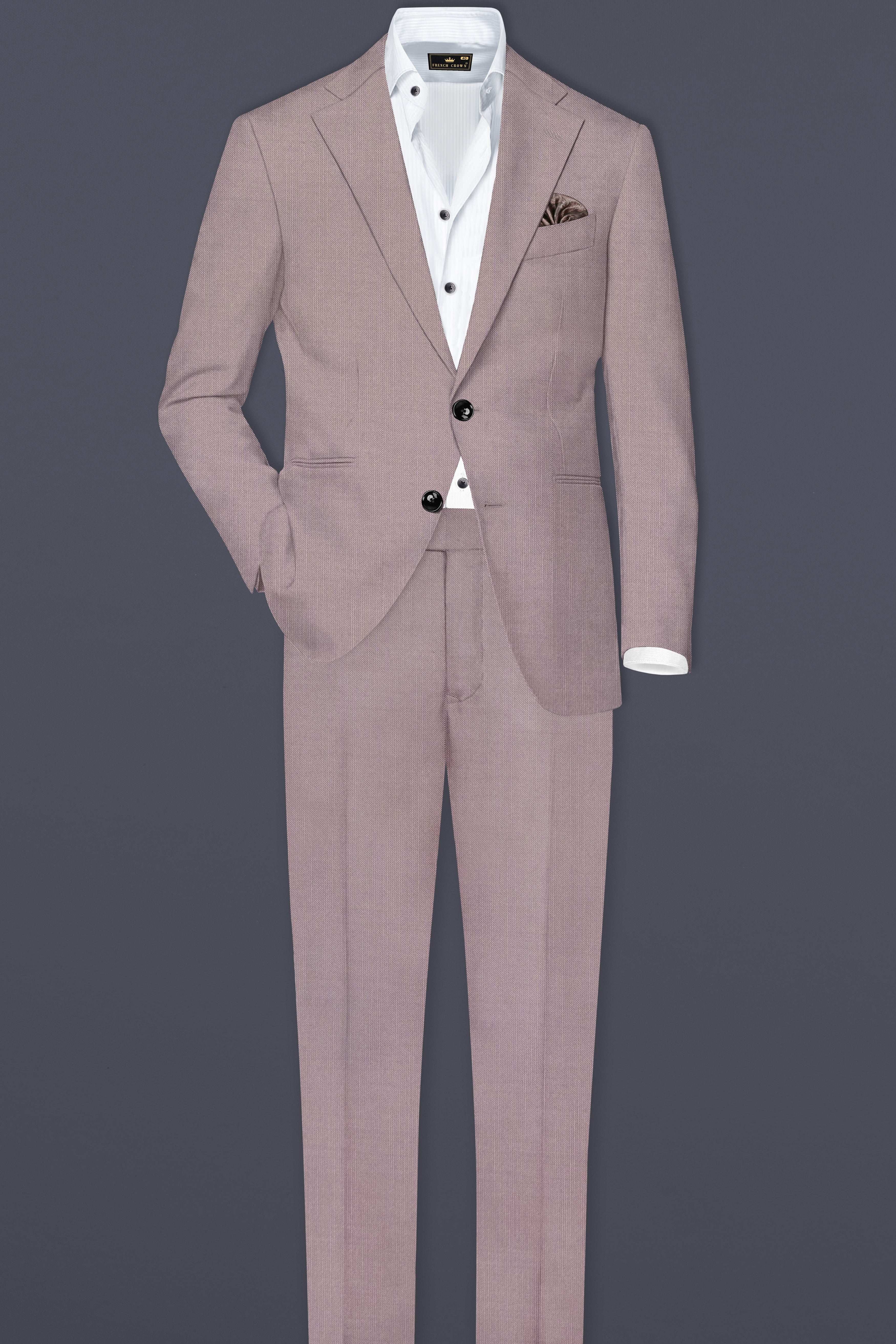 Amour-Rose Quartz Pink Solid Wool Rich Slight Stretch Waistband Pant