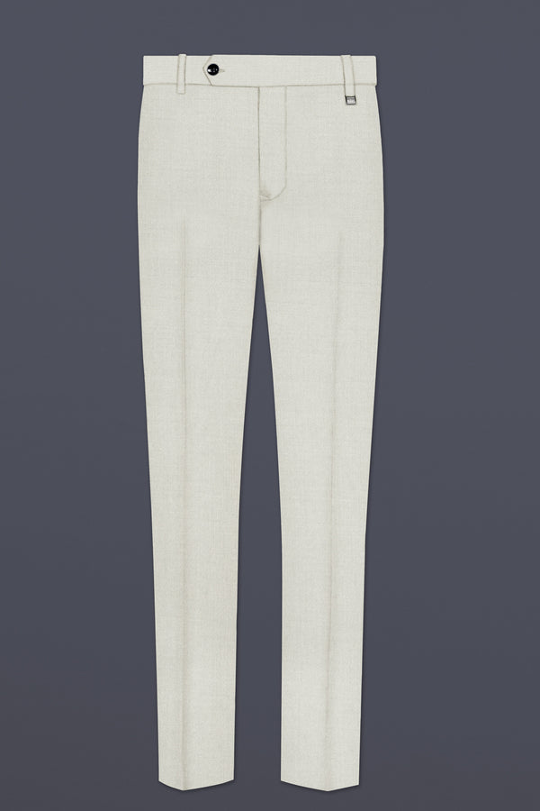 Mist-Swirl Gray Solid Wool Rich Stretchable traveler Pant