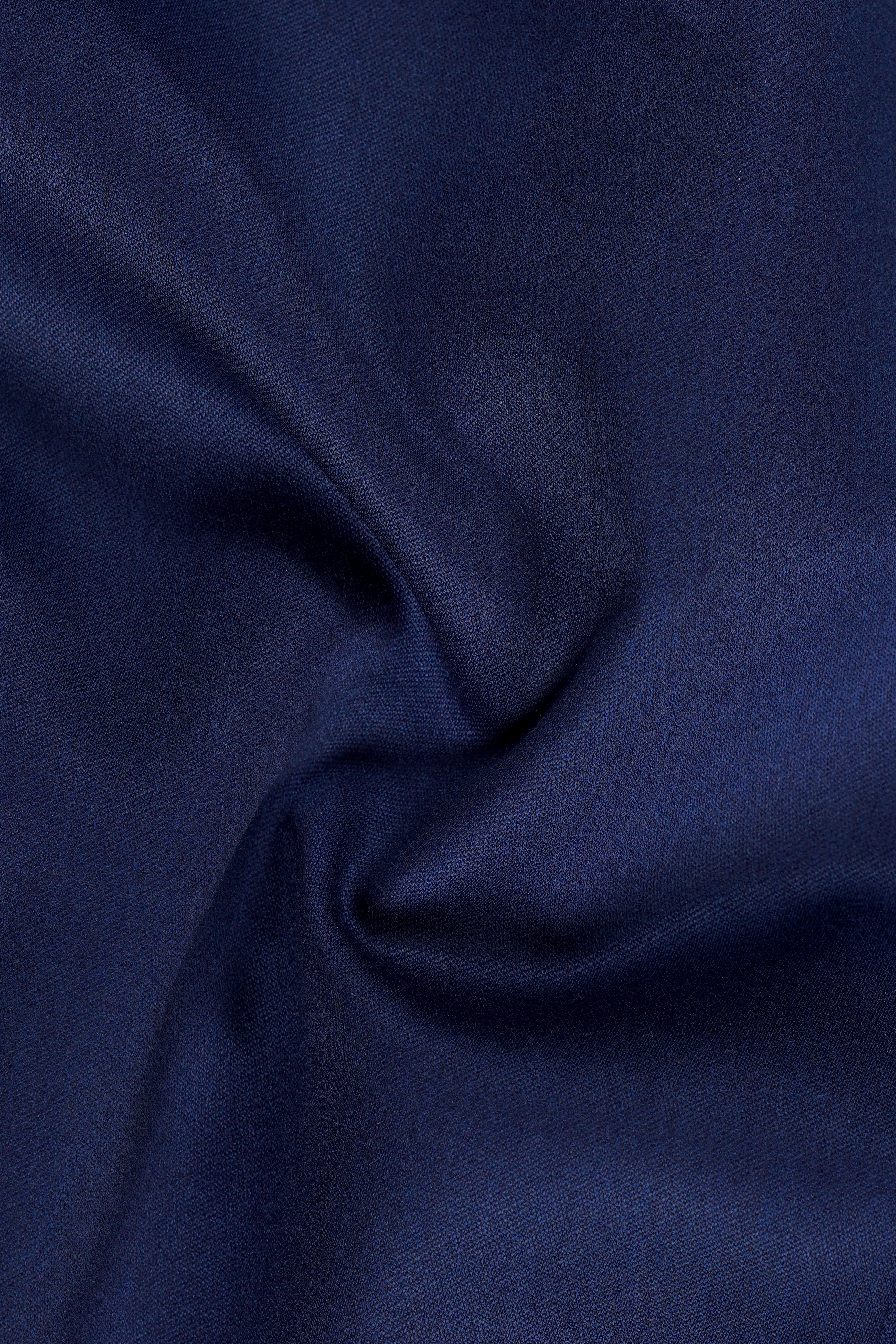 Berry Blue Solid Wool Rich Stretchable Waistband Pant