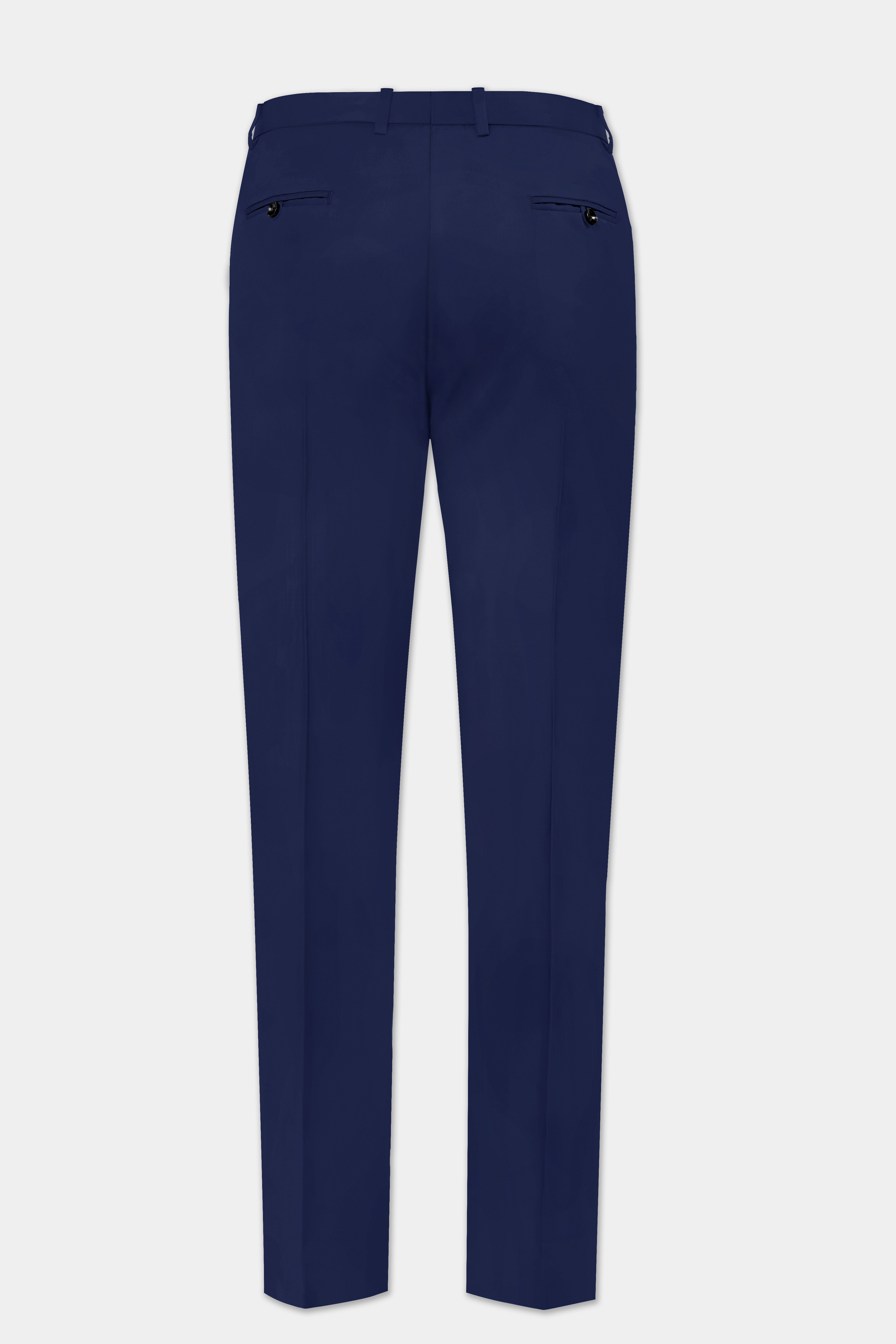 Berry Blue Solid Wool Rich Stretchable Waistband Pant