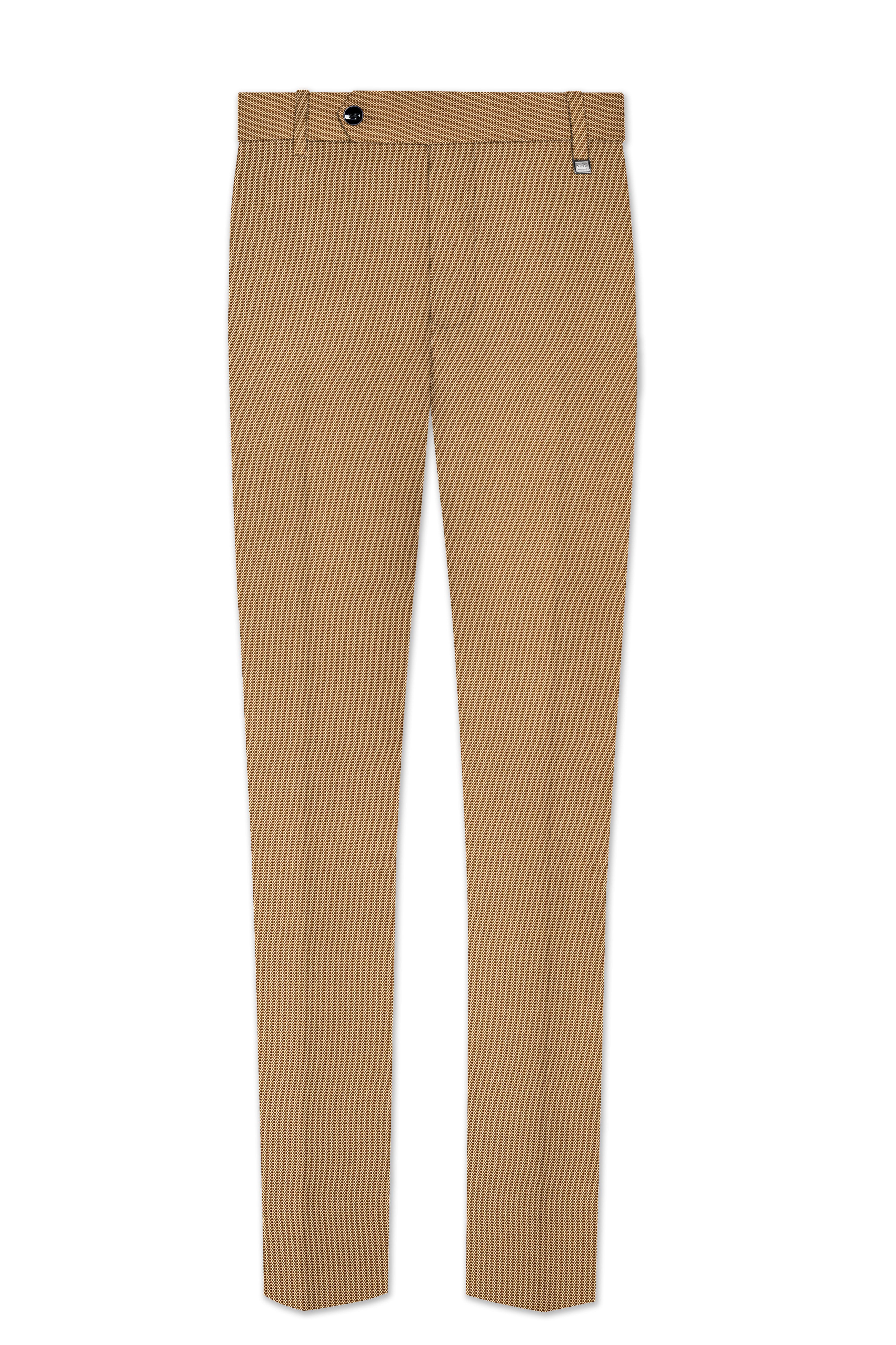 Aurenzo-Muesli Brown Textured Wool Rich Stretchable Waistband Pant