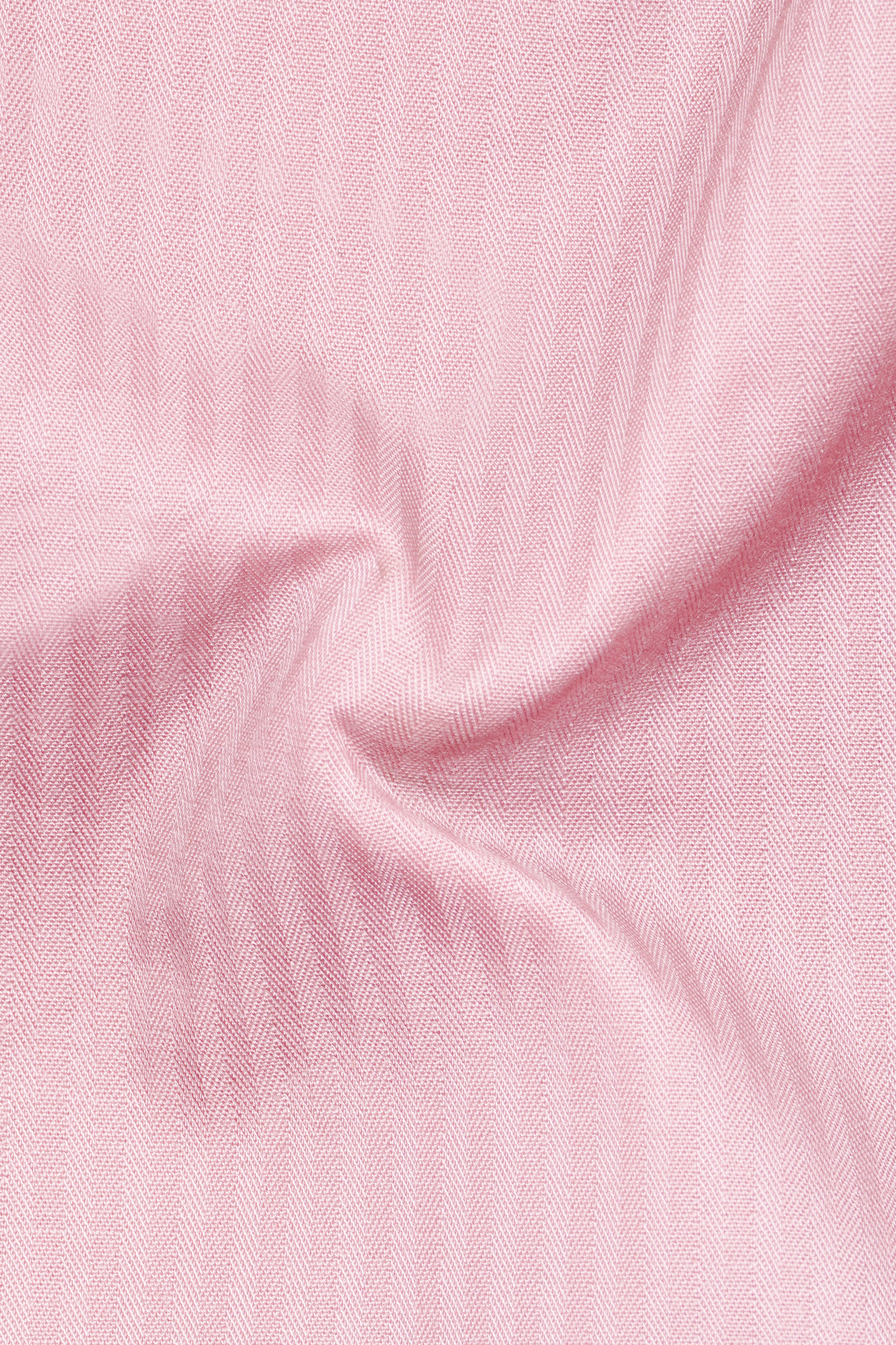 Rose Pink Striped Wool Rich Stretchable Waistband Pant