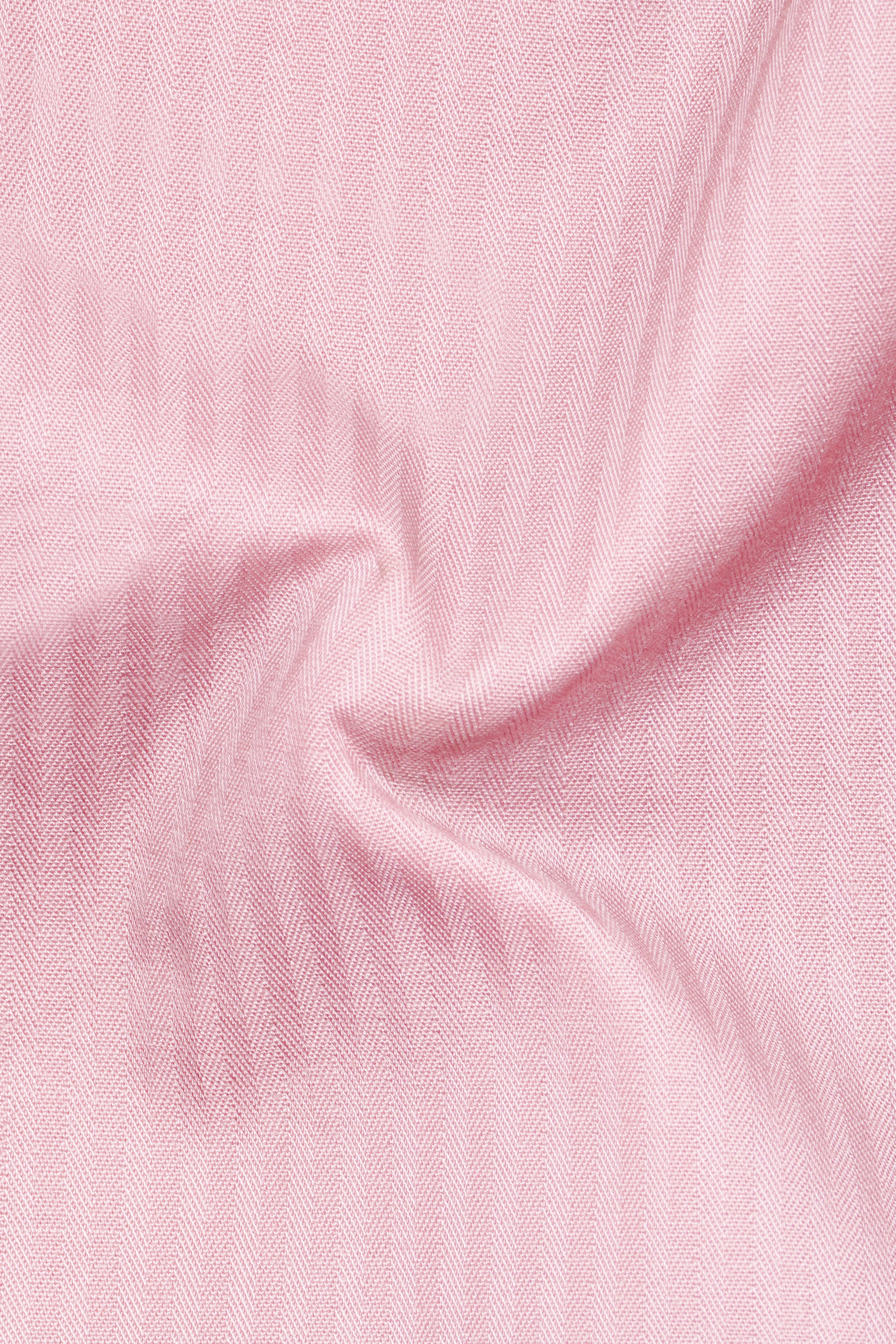 Rose Pink Striped Wool Rich Stretchable Waistband Pant