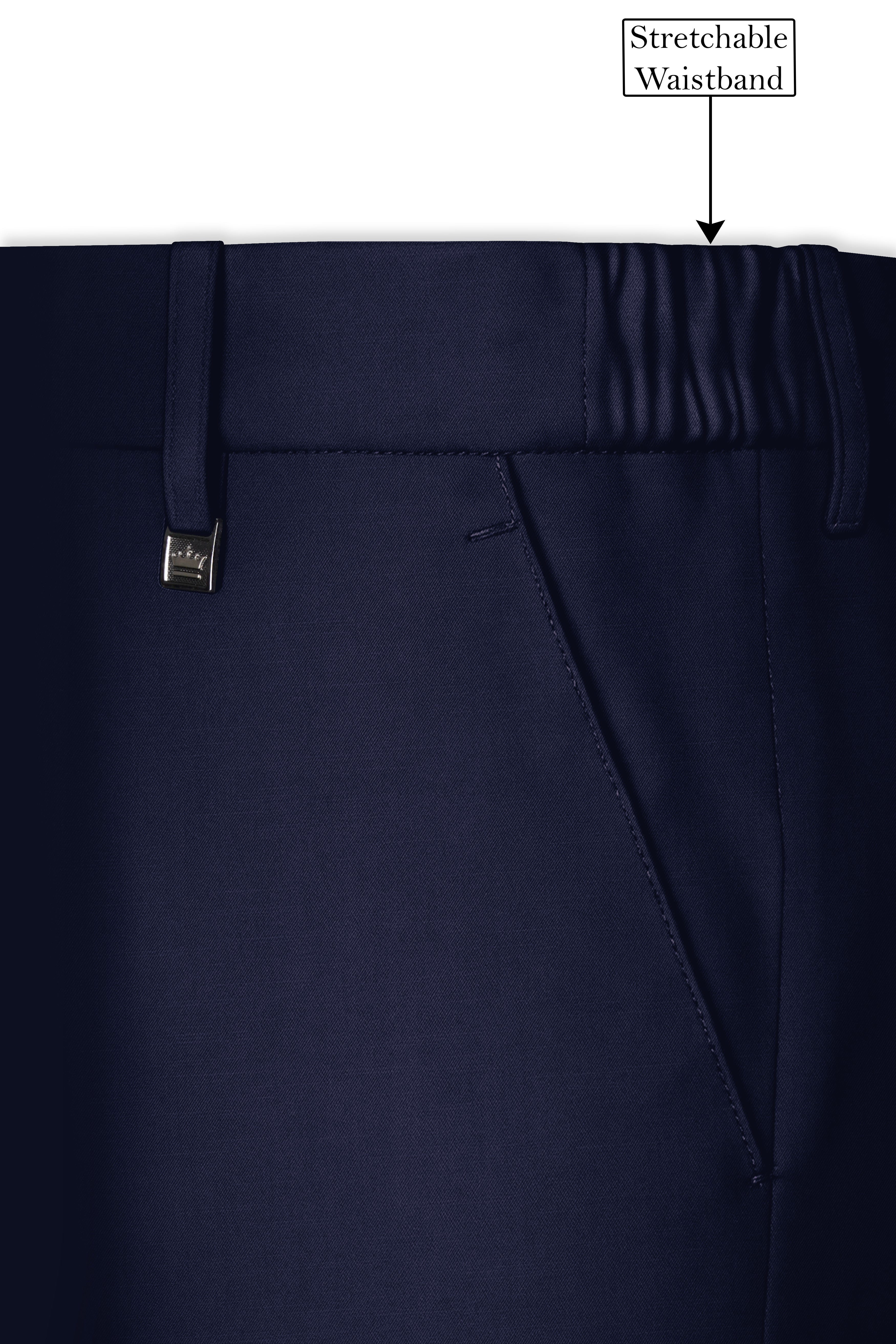 Azurion-Royal Blue Wool Rich Stretchable Waistband Pant